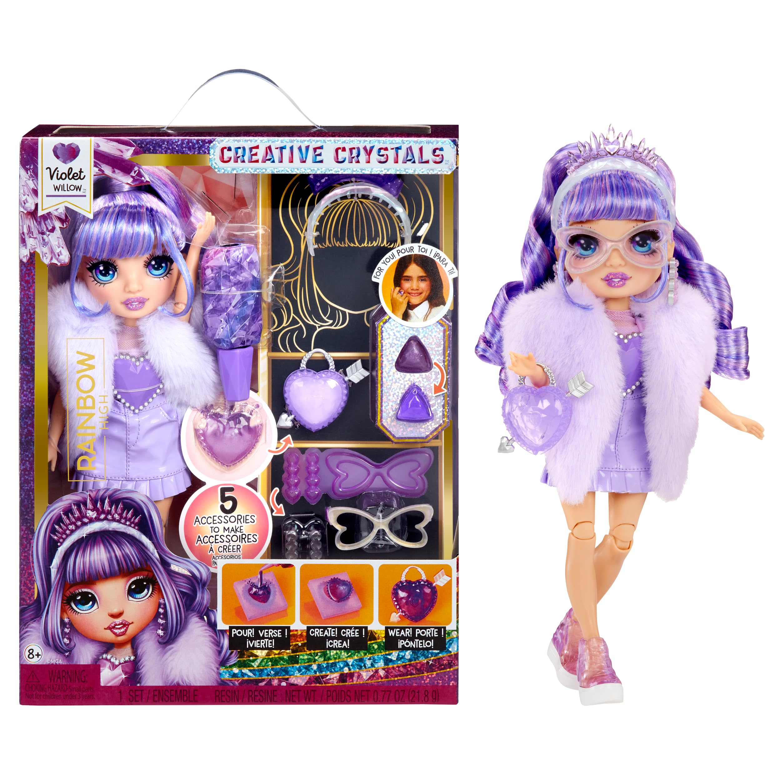 Muñeca De Moda Rainbow High Creative Crystals Violet Purple - Venta Internacional.