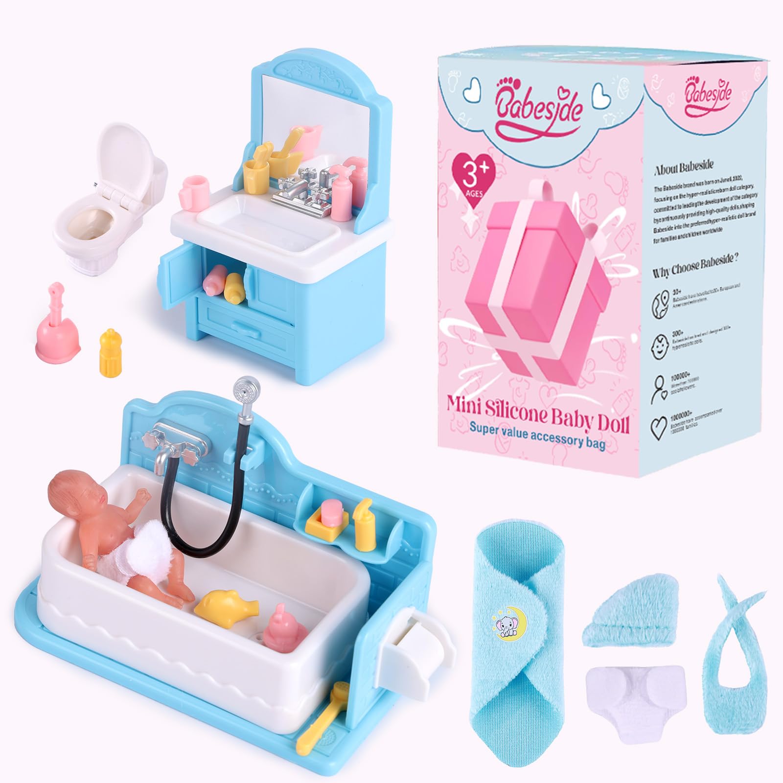 Muñeca Pequeña De Silicona Babeside Realista De 8 Cm Con Accesorio - Venta Internacional.