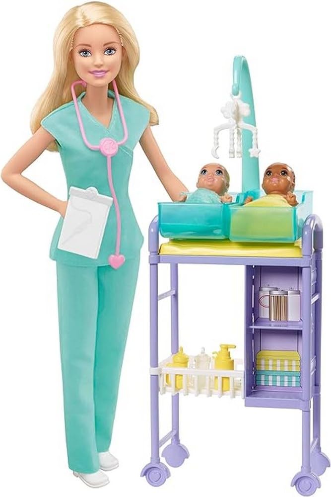 Foto 2 pulgar | Set Barbie Careers Baby Doctor Con Muñeca A La Moda Y 2 Bebés - Venta Internacional.