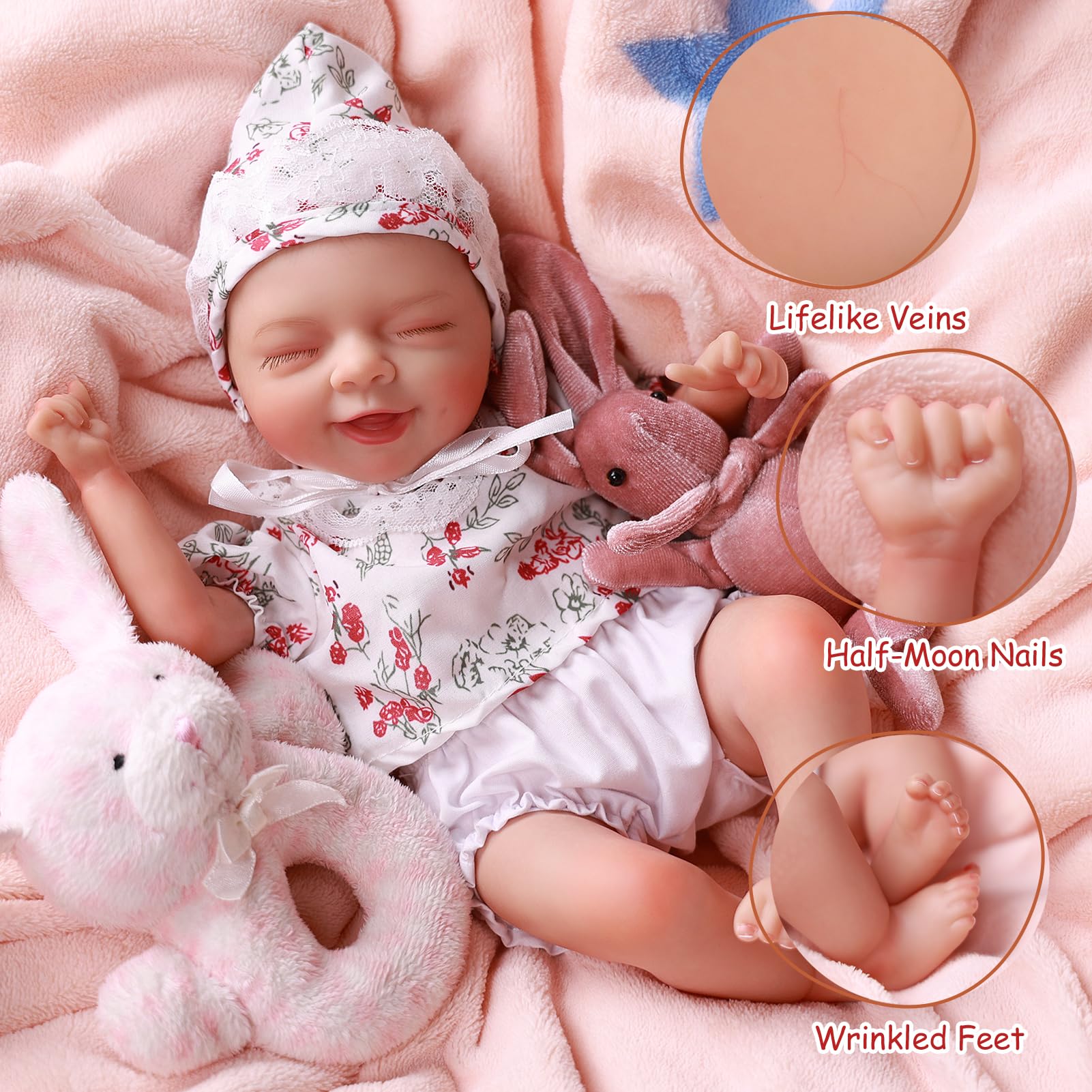 Foto 2 | Muñeca Reborn Babeside Realista De 30 Cm Con Cuerpo Suave Para Niña De 3 Años O Más - Venta Internacional.