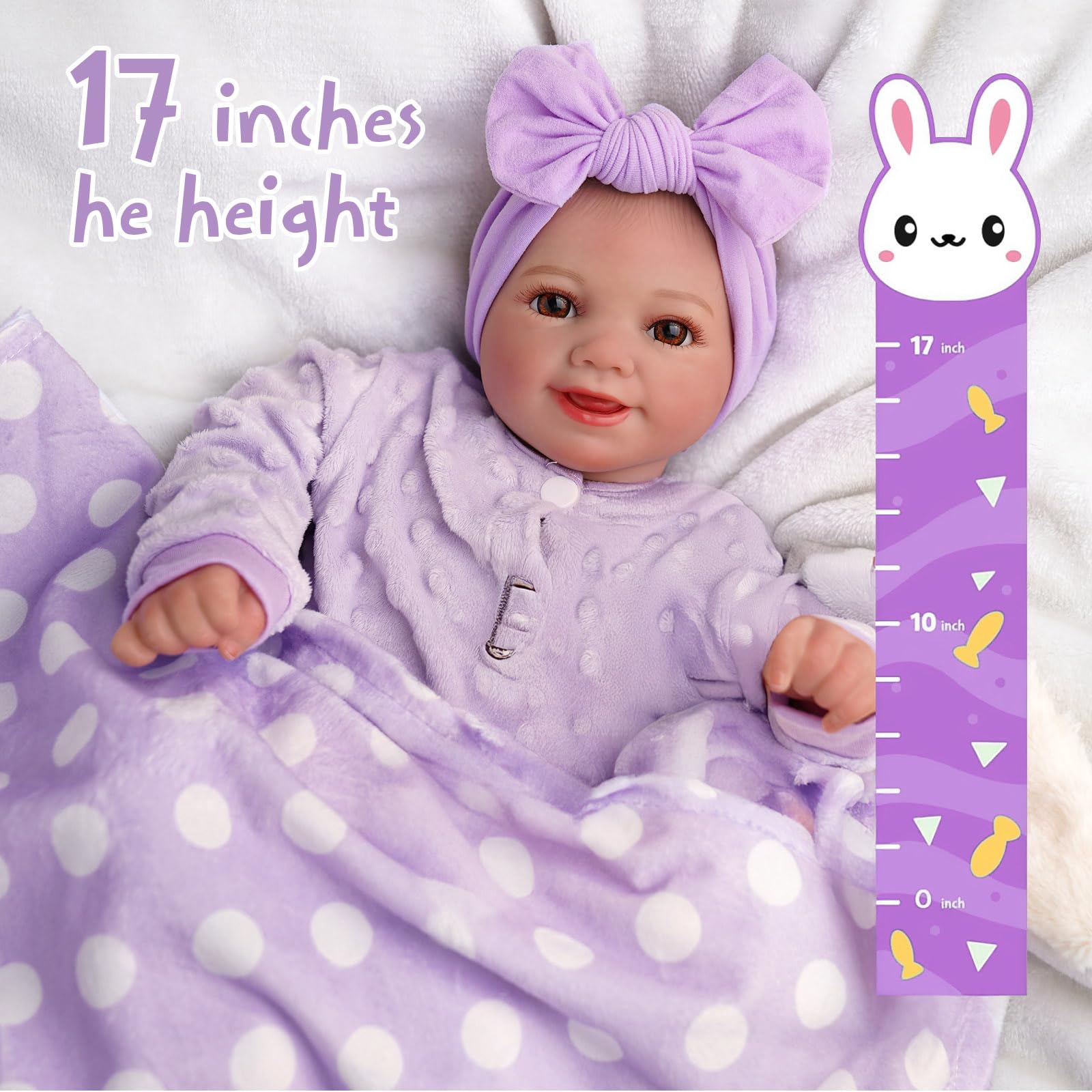 Foto 5 pulgar | Muñeca Reborn Babeside Lifelike De 43 Cm Con Capazo Y Kit De Alimentación - Venta Internacional.