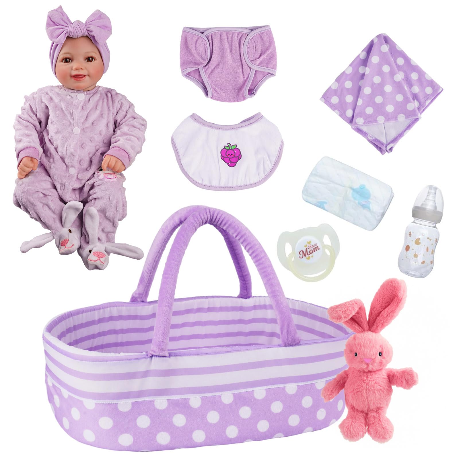 Foto 6 pulgar | Muñeca Reborn Babeside Lifelike De 43 Cm Con Capazo Y Kit De Alimentación - Venta Internacional.