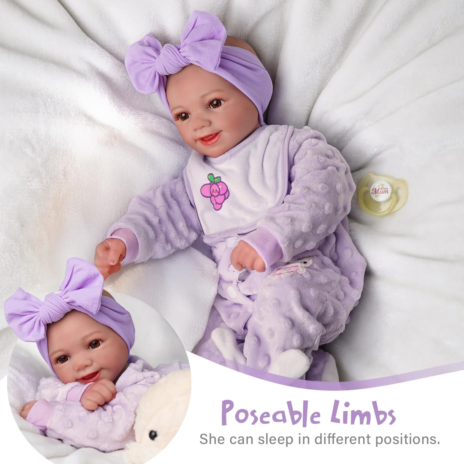 Foto 7 pulgar | Muñeca Reborn Babeside Lifelike De 43 Cm Con Capazo Y Kit De Alimentación - Venta Internacional.