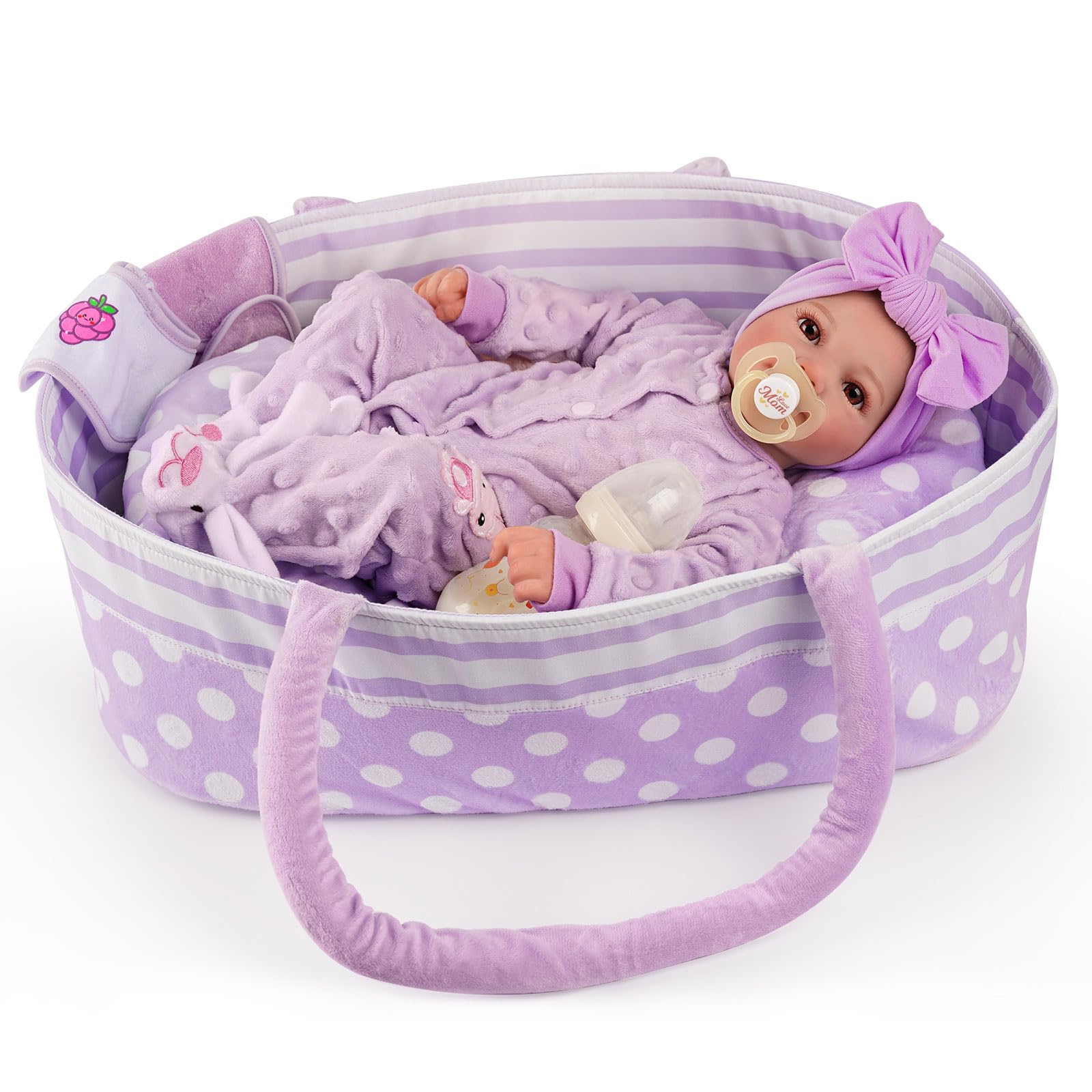 Foto 8 pulgar | Muñeca Reborn Babeside Lifelike De 43 Cm Con Capazo Y Kit De Alimentación - Venta Internacional.