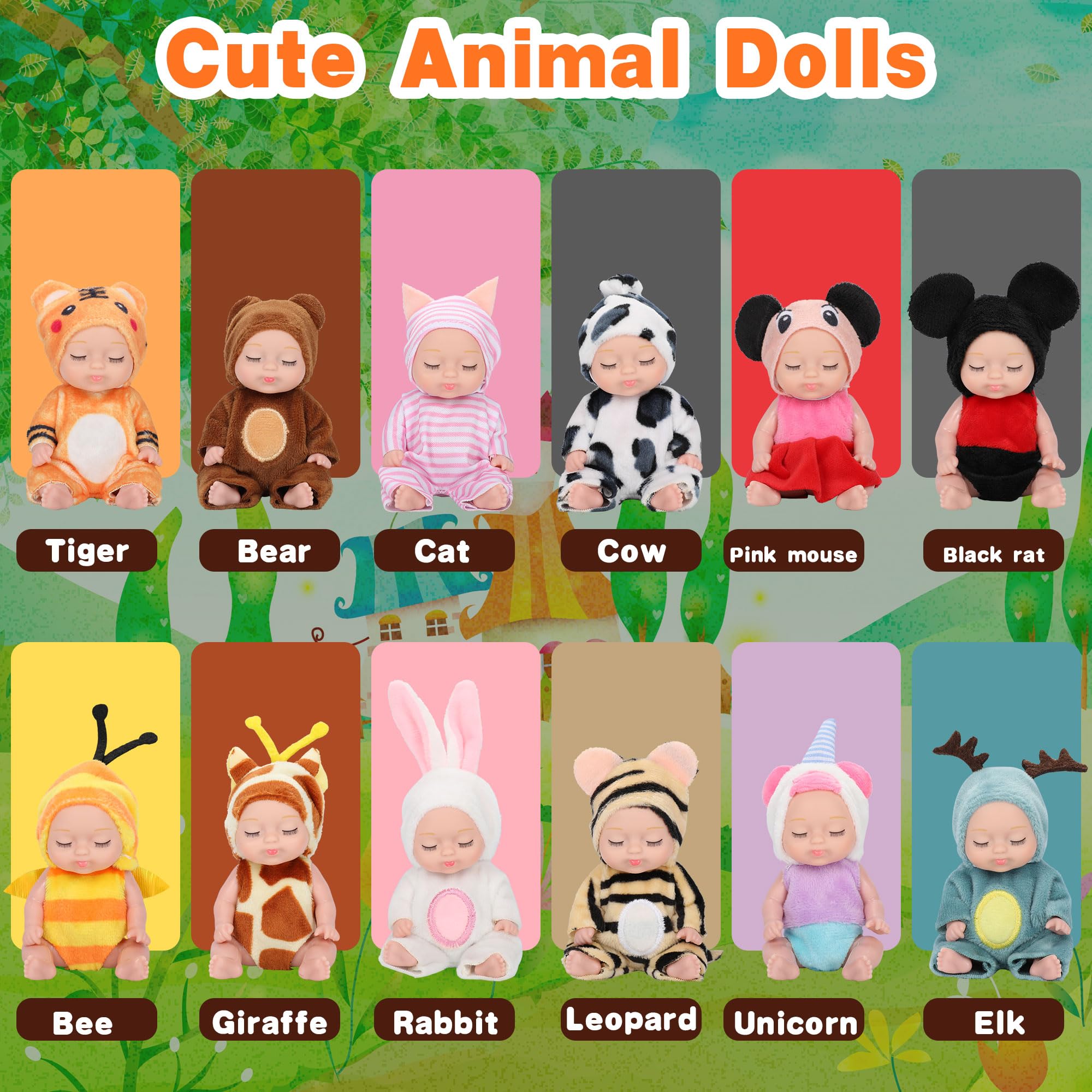 Foto 7 | Set De Minimuñecas Para Bebés, 12 Unidades, 11 Cm, Con Ropa De Animales Para Niños - Venta Internacional.