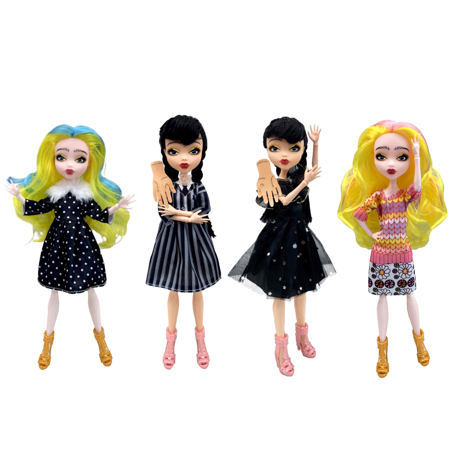 Set Dolls Addams Friends De 4 X 23 Cm De Alto, Hecho Para Mover A Los Niños - Venta Internacional.
