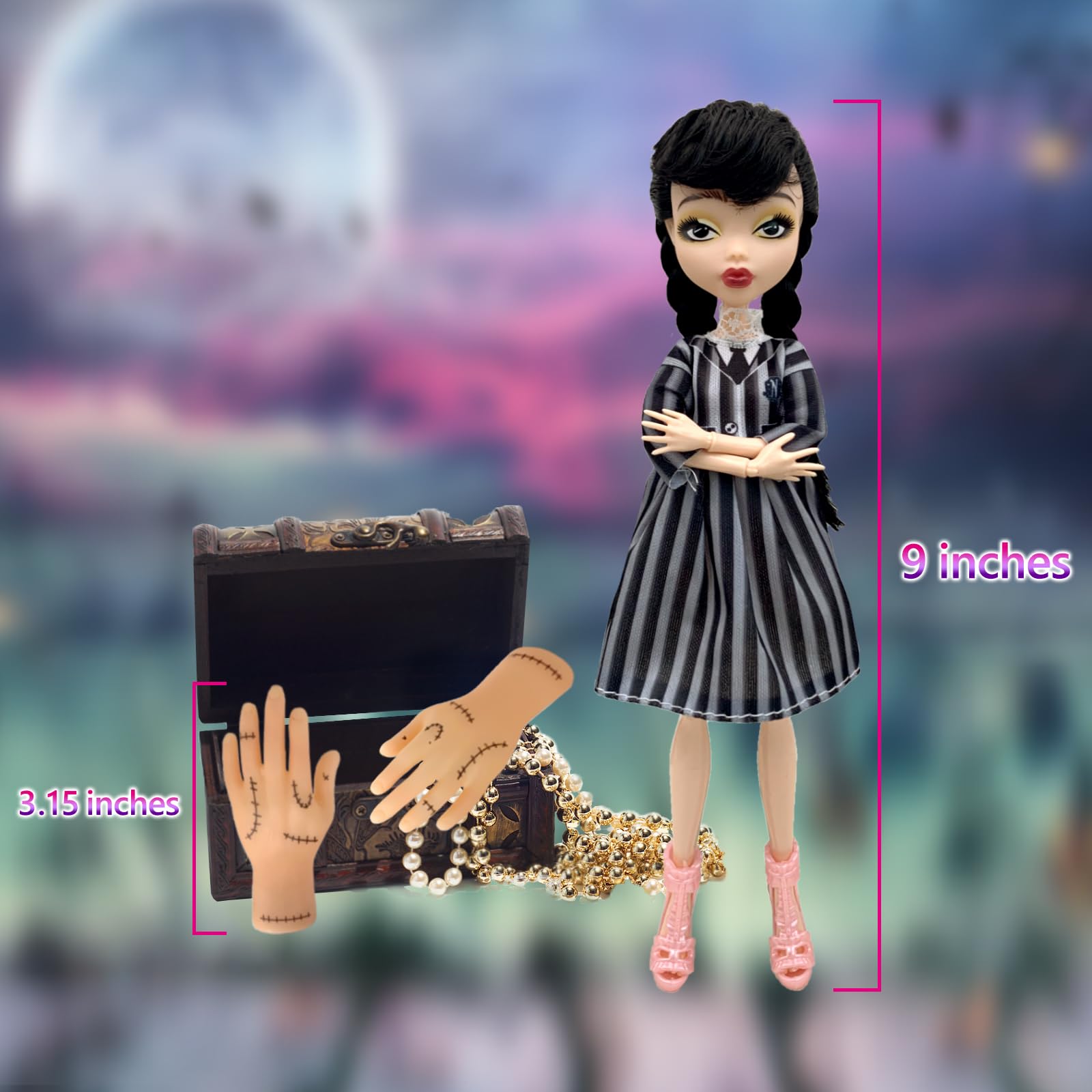Foto 8 pulgar | Set Dolls Addams Friends De 4 X 23 Cm De Alto, Hecho Para Mover A Los Niños - Venta Internacional.