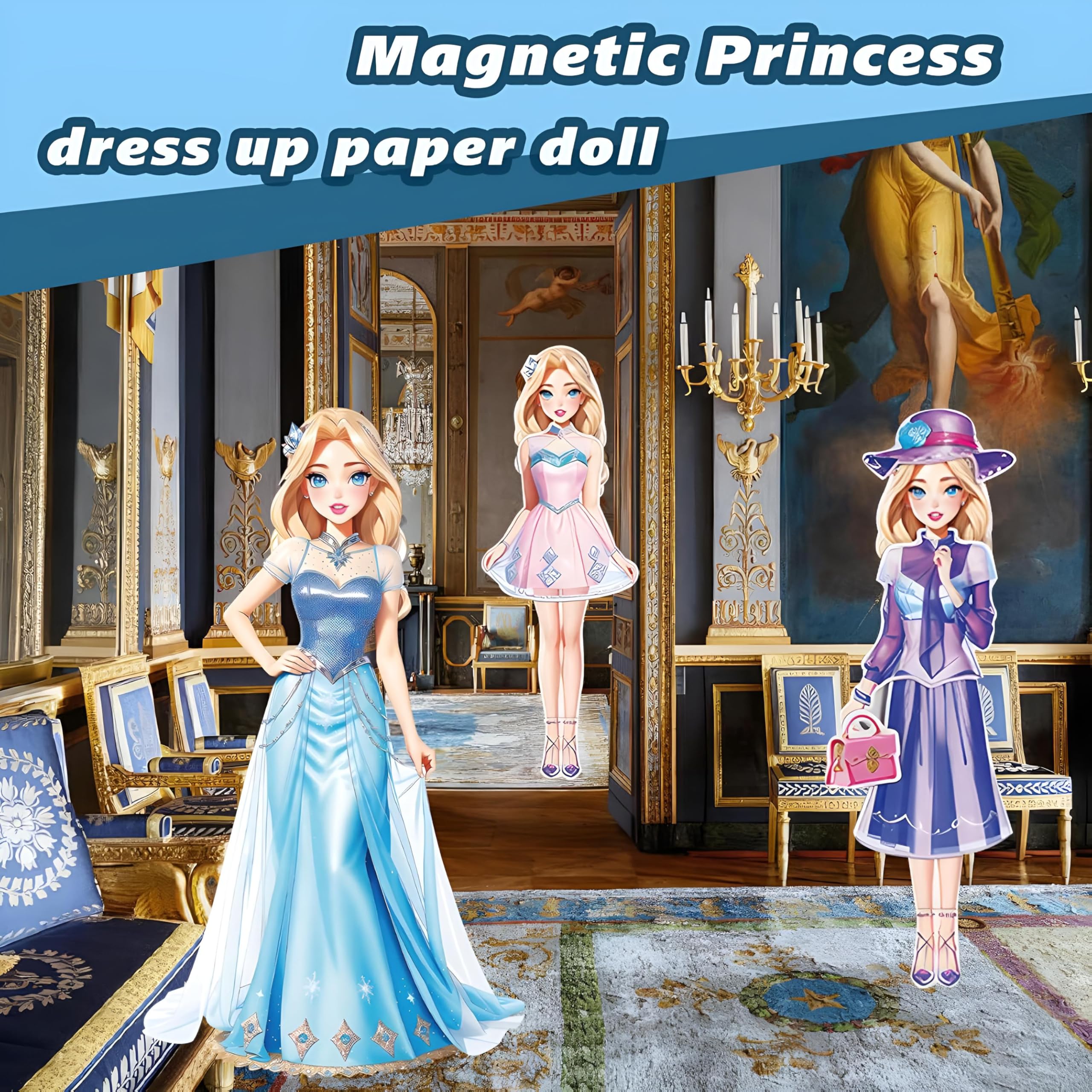 Foto 2 | Muñeca De Papel Con Diseño De Princesa Magnética, Genérica, Amy, Con 30 Atuendos - Venta Internacional.