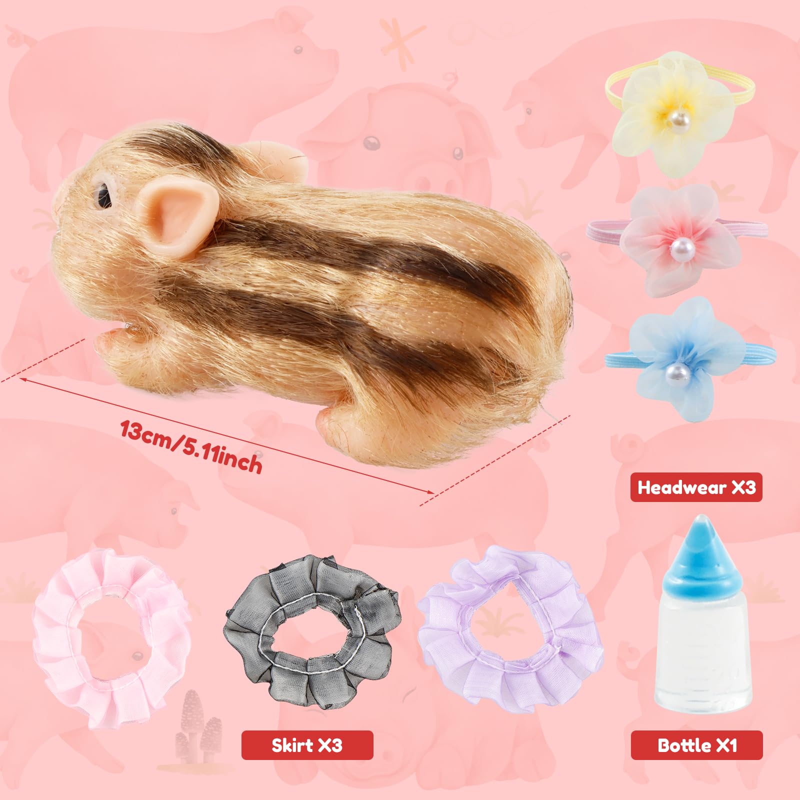 Foto 8 pulgar | Muñeca Genérica De Silicona Con Forma De Cerdo Realista De 13 Cm Con Acc - Venta Internacional.