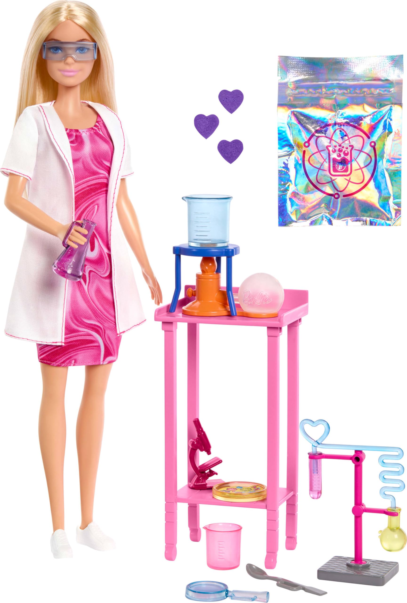 Foto 2 pulgar | Muñeca Barbie Scientist Con Muñeca Moderna, Mesa De Laboratorio Y Microscopio - Venta Internacional.