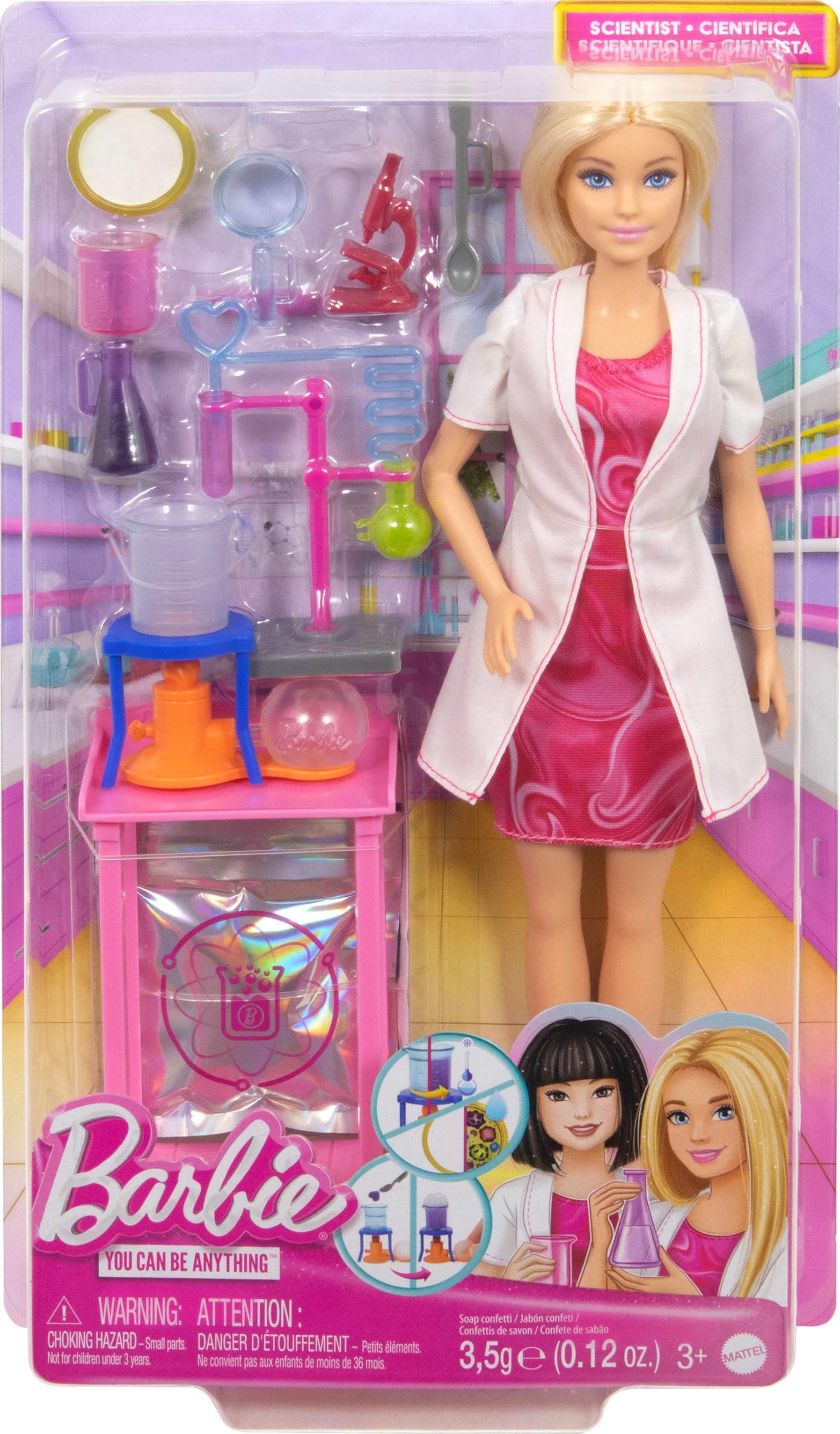 Foto 7 pulgar | Muñeca Barbie Scientist Con Muñeca Moderna, Mesa De Laboratorio Y Microscopio - Venta Internacional.