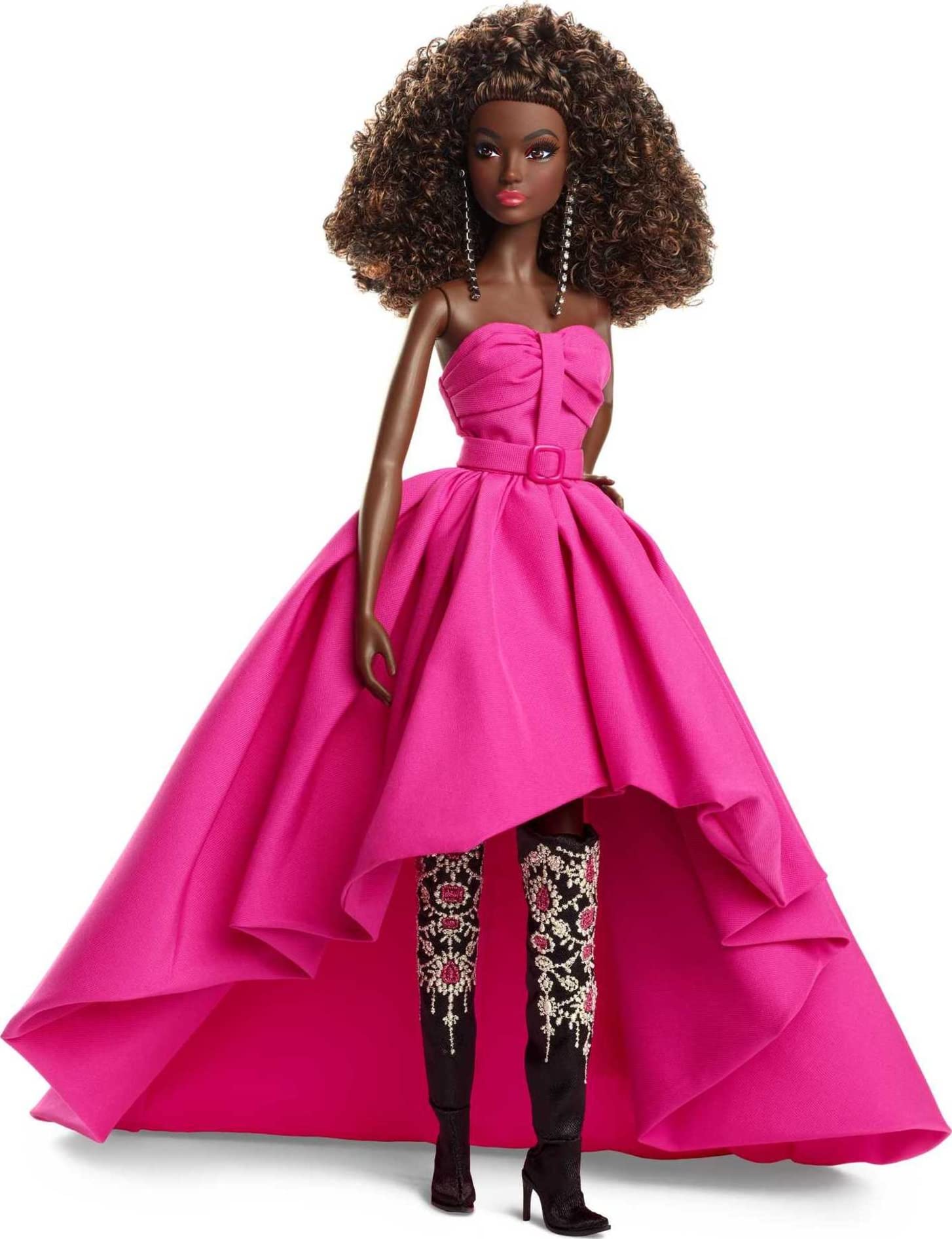 Foto 2 pulgar | Vestido Largo Fucsia De Muñeca Barbie En Tafetán Para Adultos Hbx96 - Venta Internacional.
