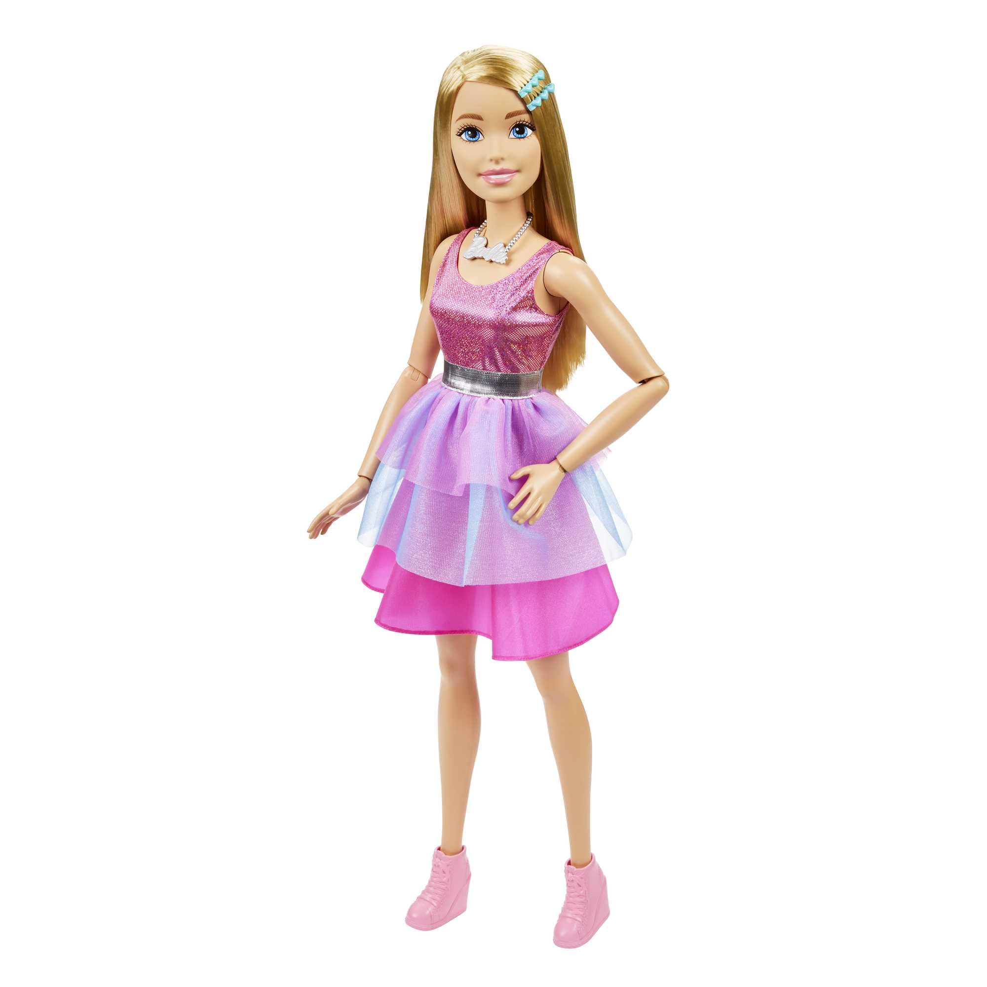 Muñeca Barbie Hjy02 De 70 Cm Con Pelo Rubio, Vestido Rosa Brillante - Venta Internacional.