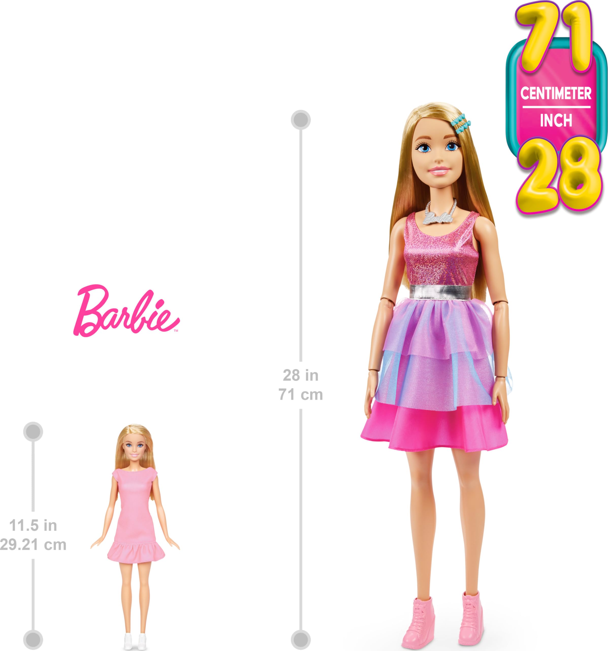 Foto 4 pulgar | Muñeca Barbie Hjy02 De 70 Cm Con Pelo Rubio, Vestido Rosa Brillante - Venta Internacional.