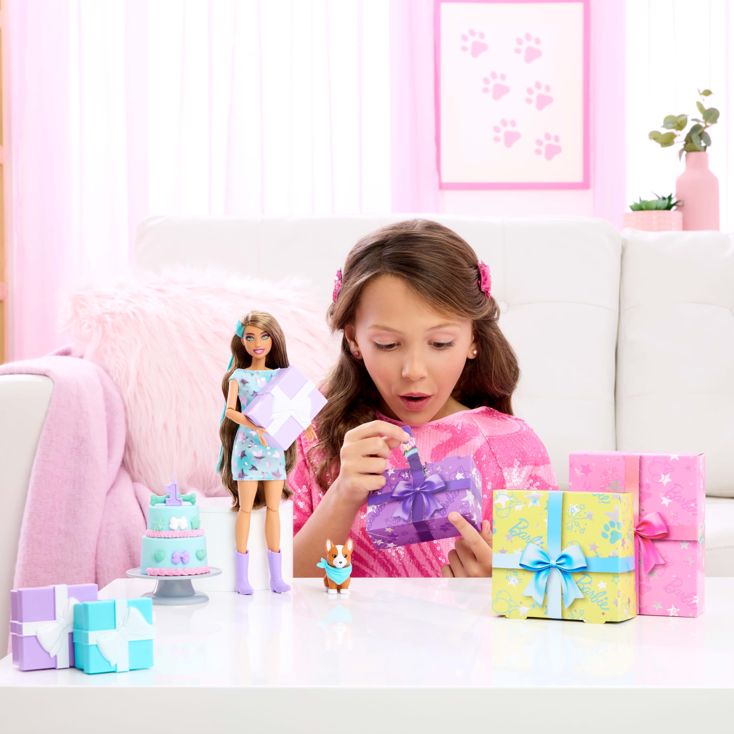 Foto 2 | Muñeca Barbie Party, Sin Caja, Con Accesorios, Serie De Cumpleaños Para Mascotas - Venta Internacional.