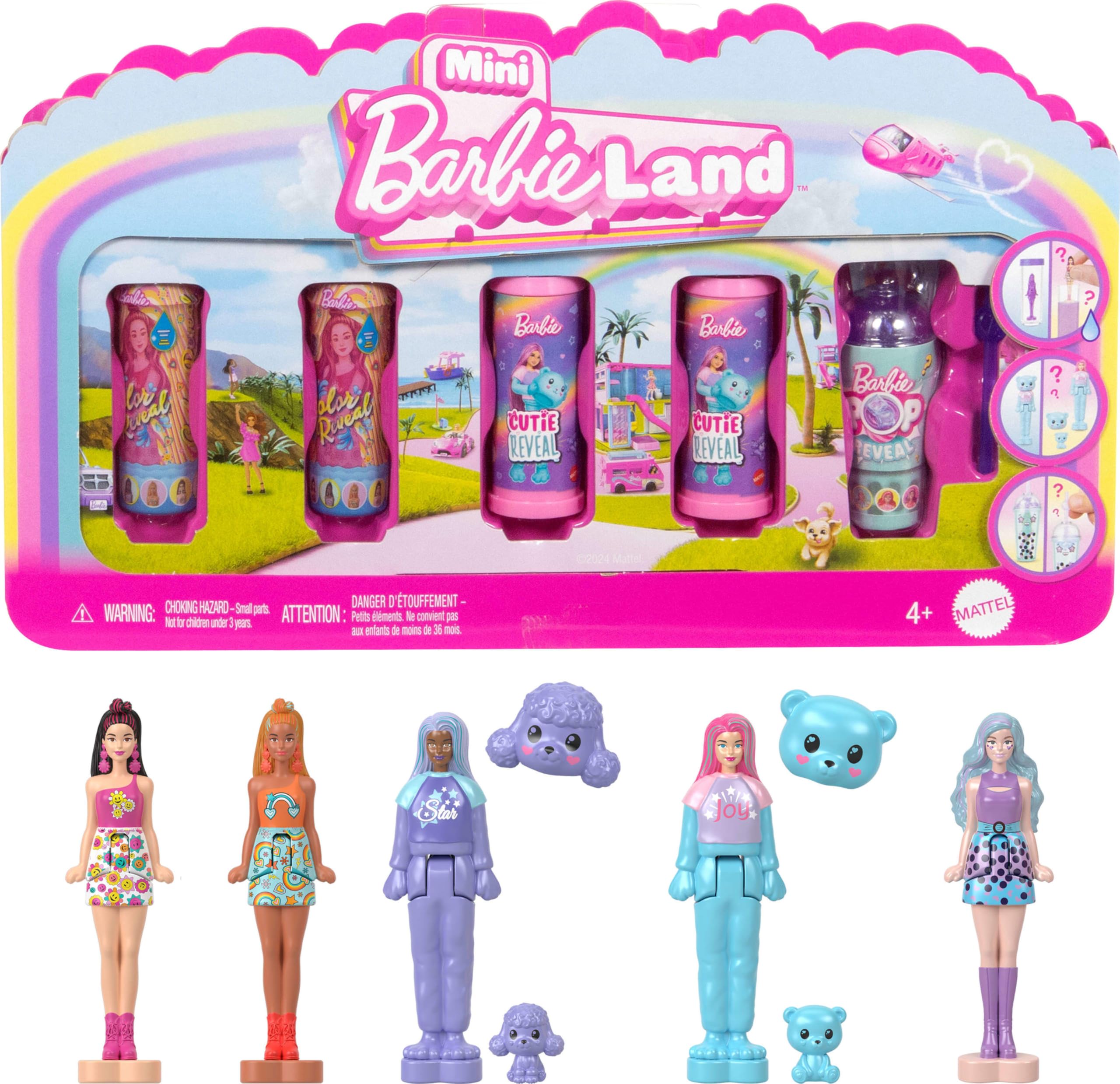 Muñecas Barbie Mini Barbie Land, Paquete De 5, Pop Reveal, 1.5 Pulgadas - Venta Internacional.