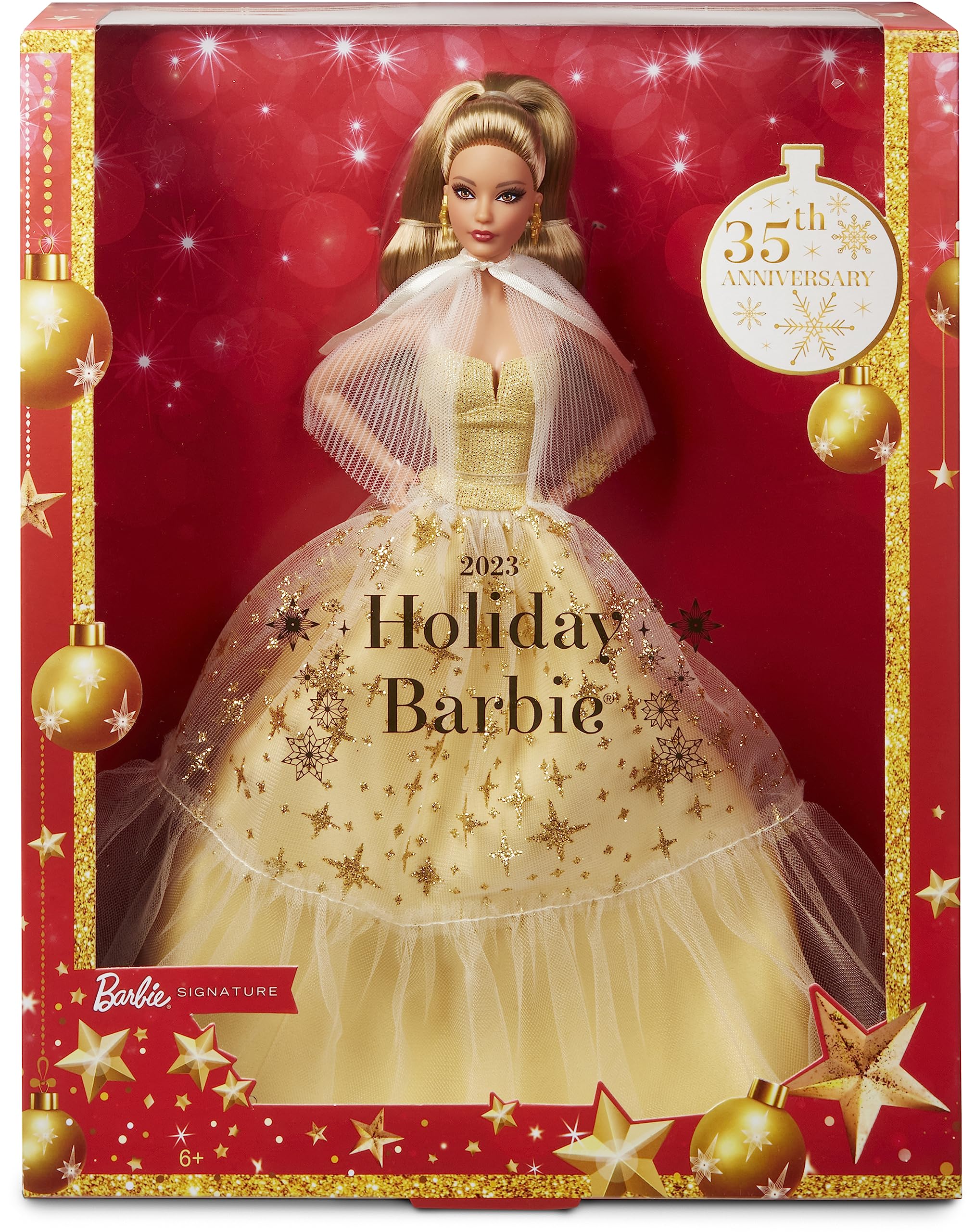 Foto 2 pulgar | Muñeca Barbie Signature Holiday 2023 Con Vestido Dorado, 35 Aniversario. - Venta Internacional.