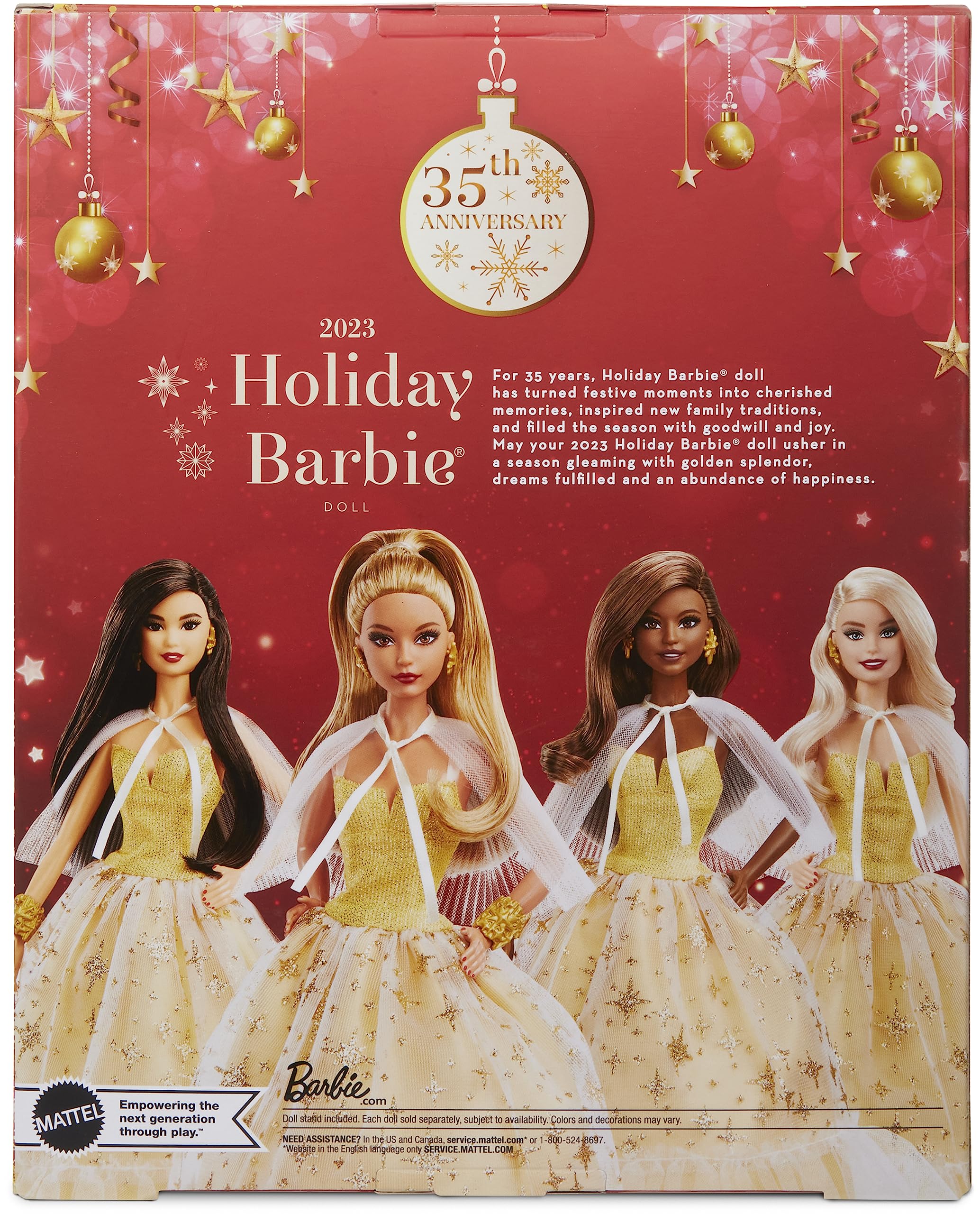 Foto 7 pulgar | Muñeca Barbie Signature Holiday 2023 Con Vestido Dorado, 35 Aniversario. - Venta Internacional.