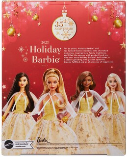 Foto 6 | Muñeca Barbie Signature Holiday 2023 Con Vestido Dorado, 35 Aniversario. - Venta Internacional.