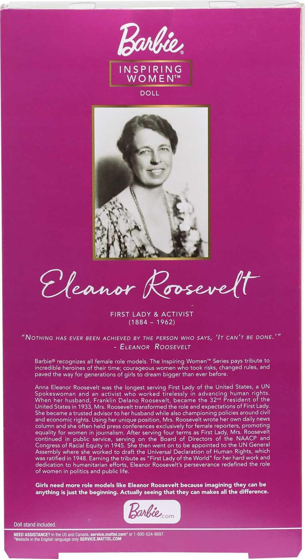 Foto 7 | Muñeca Barbie Inspiradora Para Mujeres Eleanor Roosevelt Con Acceso. - Venta Internacional.