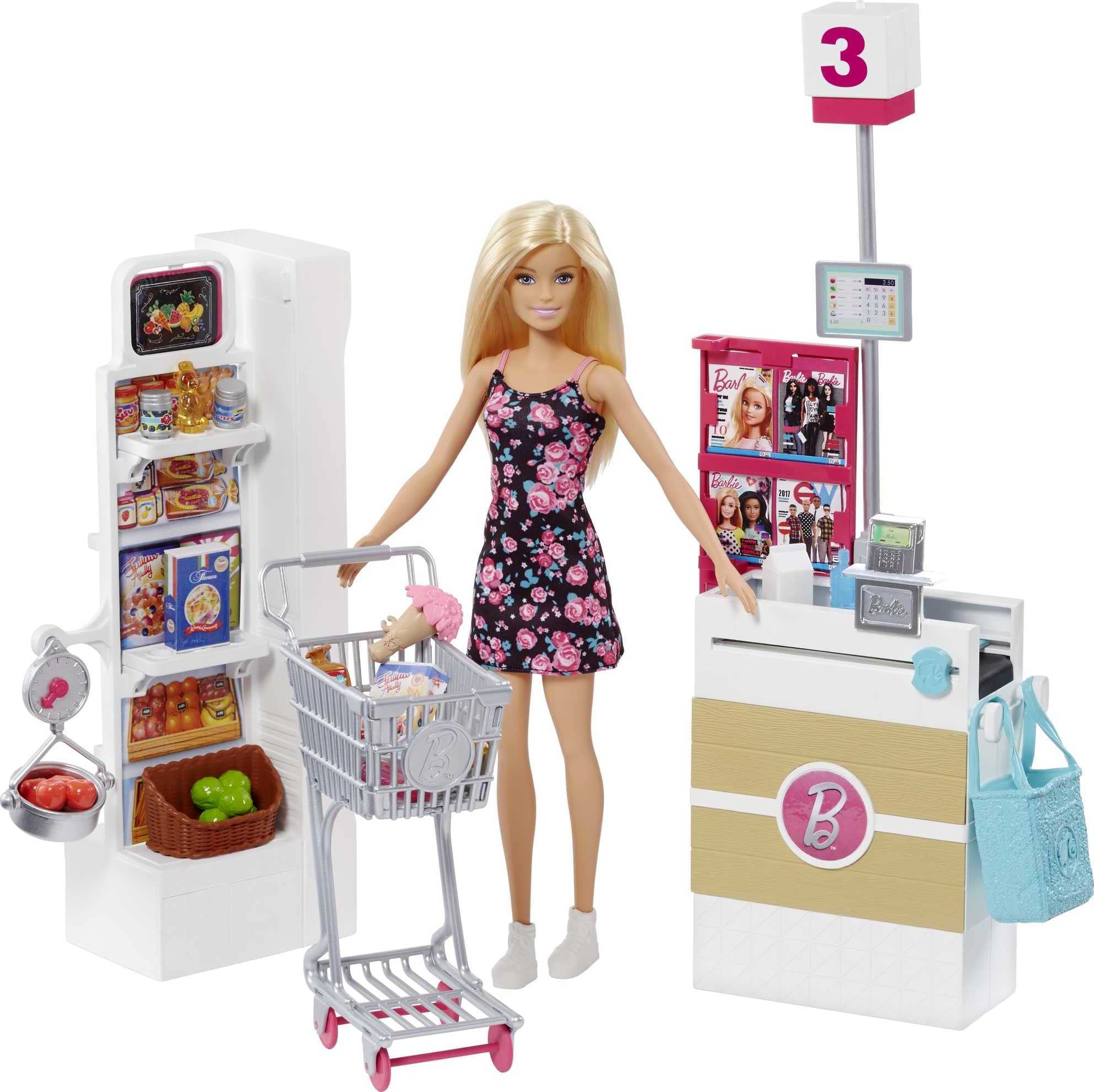 Playset Barbie Supermarket Con 25 Accesorios Y Muñeca Barbie - Venta Internacional.