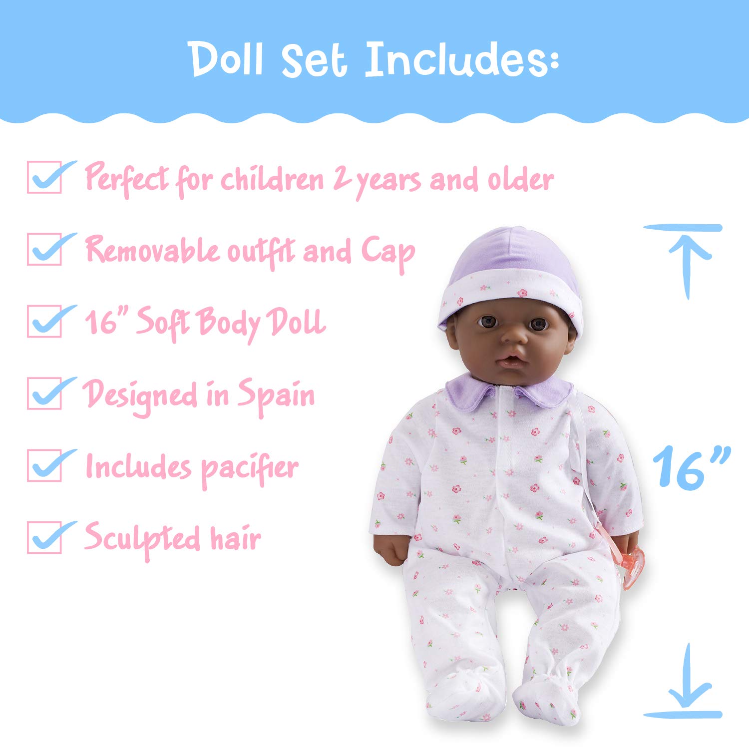 Foto 3 pulgar | Muñeca Jc Toys La Baby Afroamericana 40 cm  - Venta Internacional