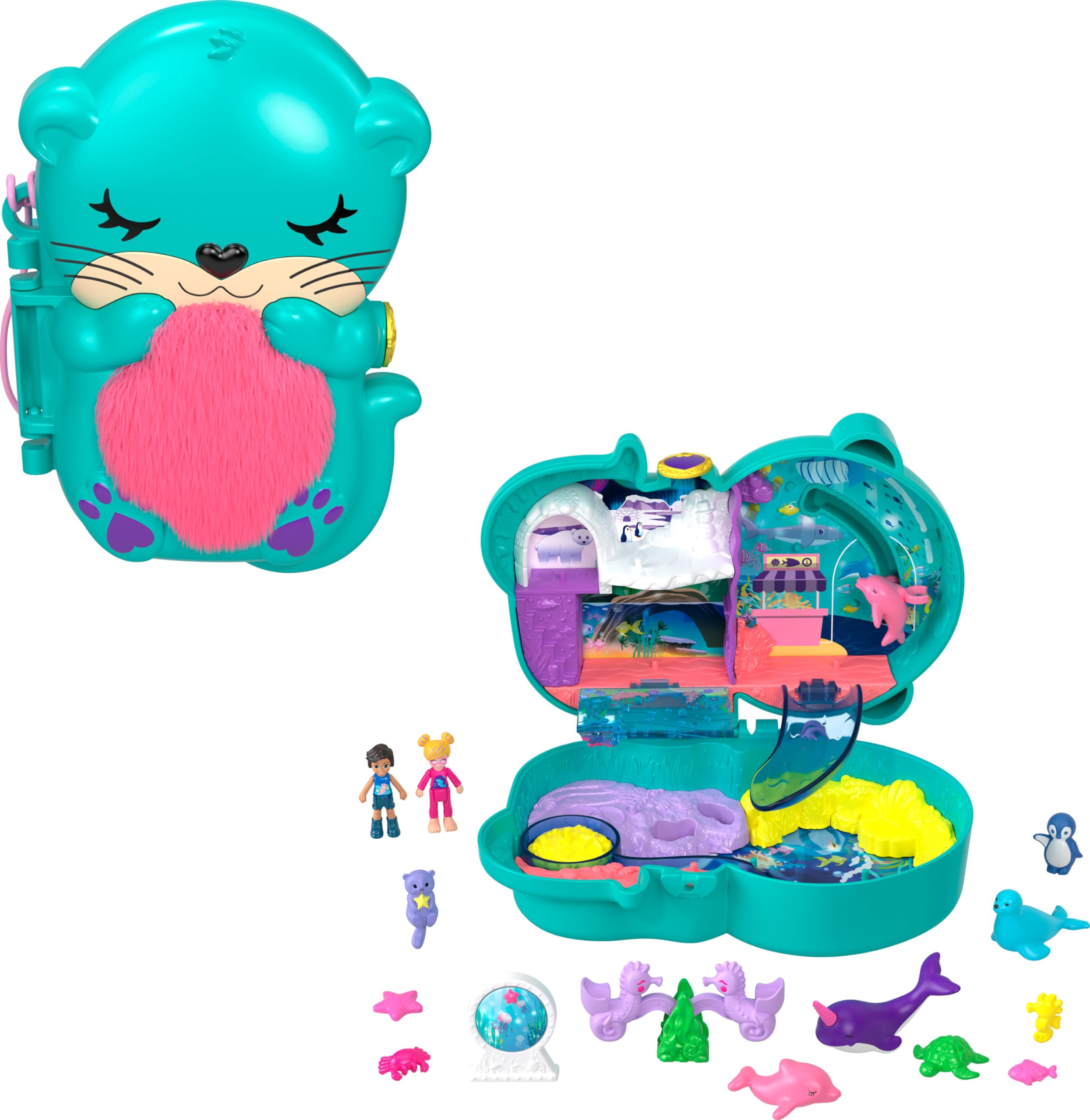 Playset Polly Pocket Otter Aquarium Con 2 Micromuñecas De Más De 4 Años - Venta Internacional.