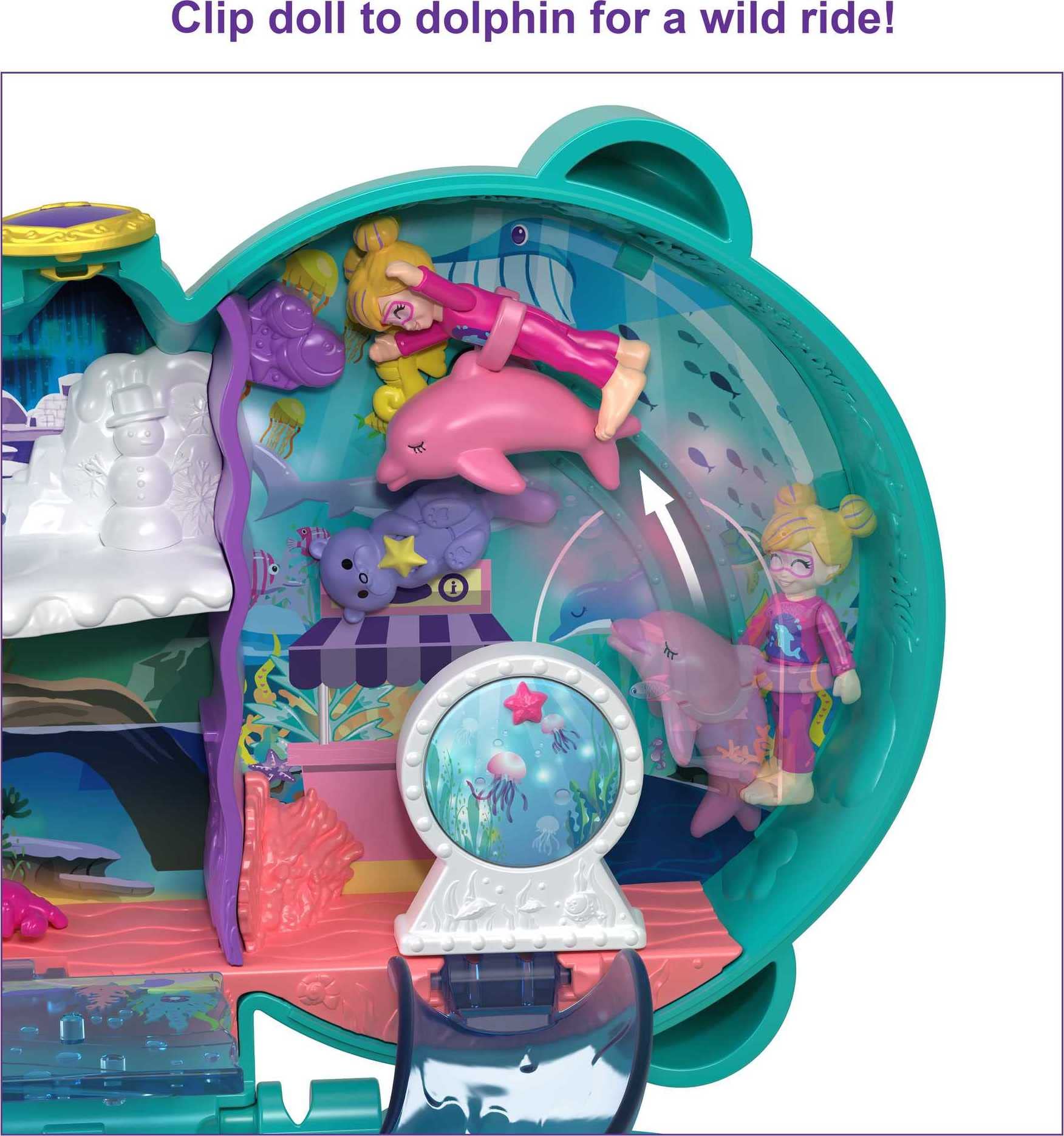 Foto 4 pulgar | Playset Polly Pocket Otter Aquarium Con 2 Micromuñecas De Más De 4 Años - Venta Internacional.