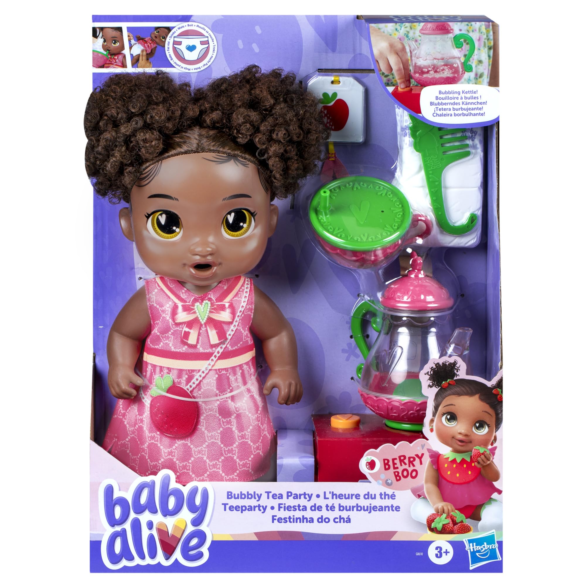 Foto 2 | Muñeca Baby Alive Bubbly Tea Party Berry Boo Con Tetera, 28 Cm - Venta Internacional.