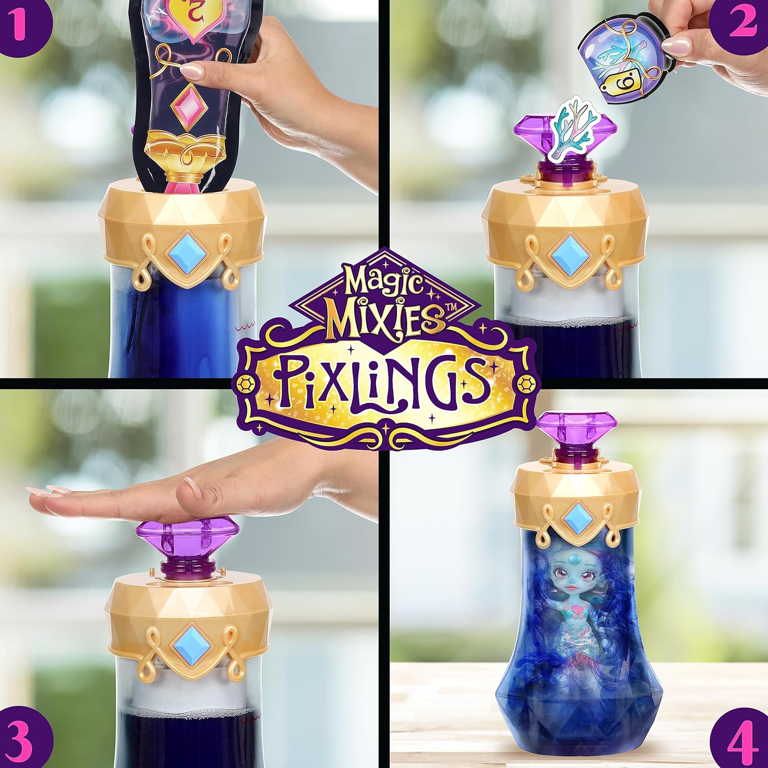 Foto 4 pulgar | Magic Mixies Pixlings Azul Muñeca Sopresa
