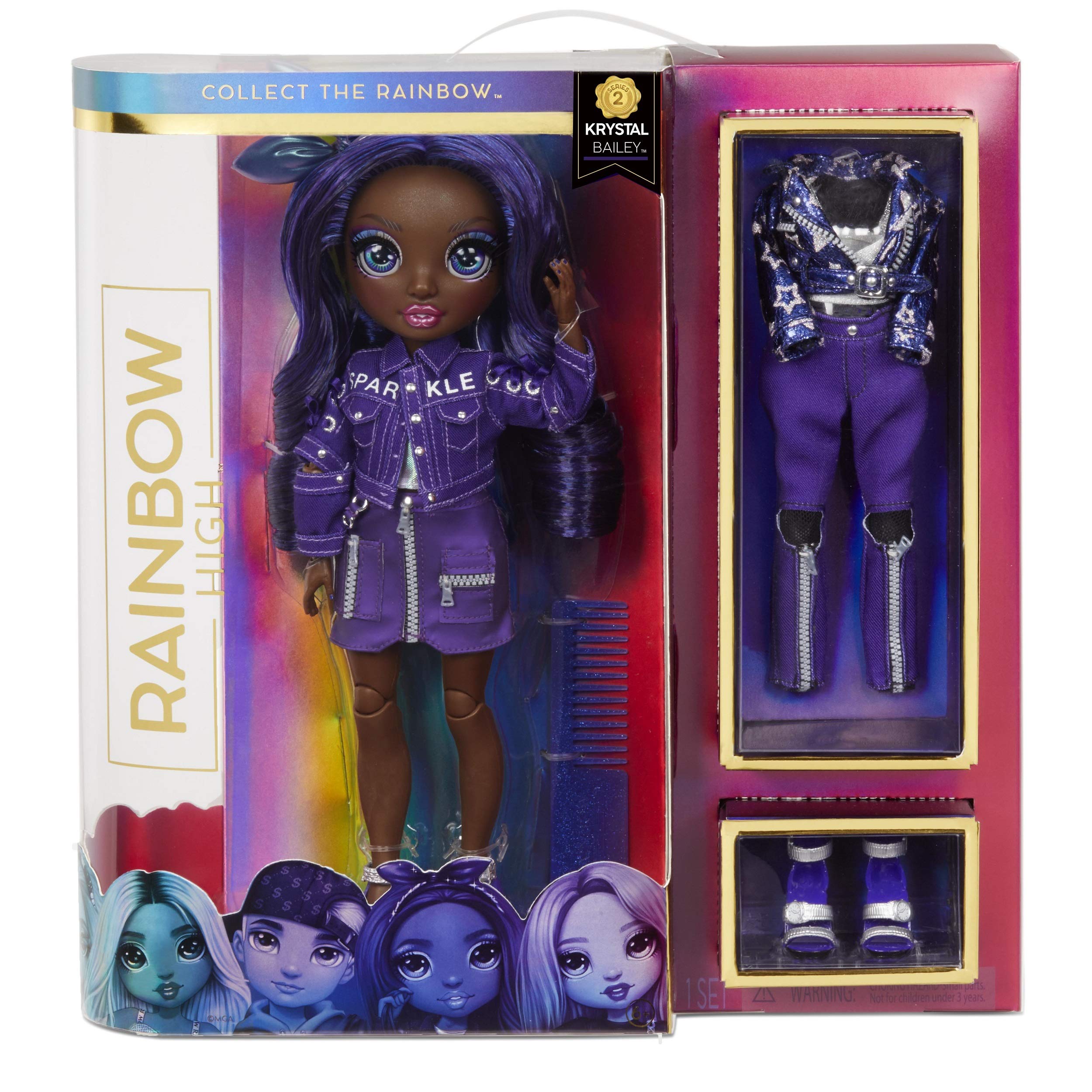 Foto 3 pulgar | Muñeca Moderna Rainbow High Krystal Bailey Indigo Con 2 Atuendos - Venta Internacional.