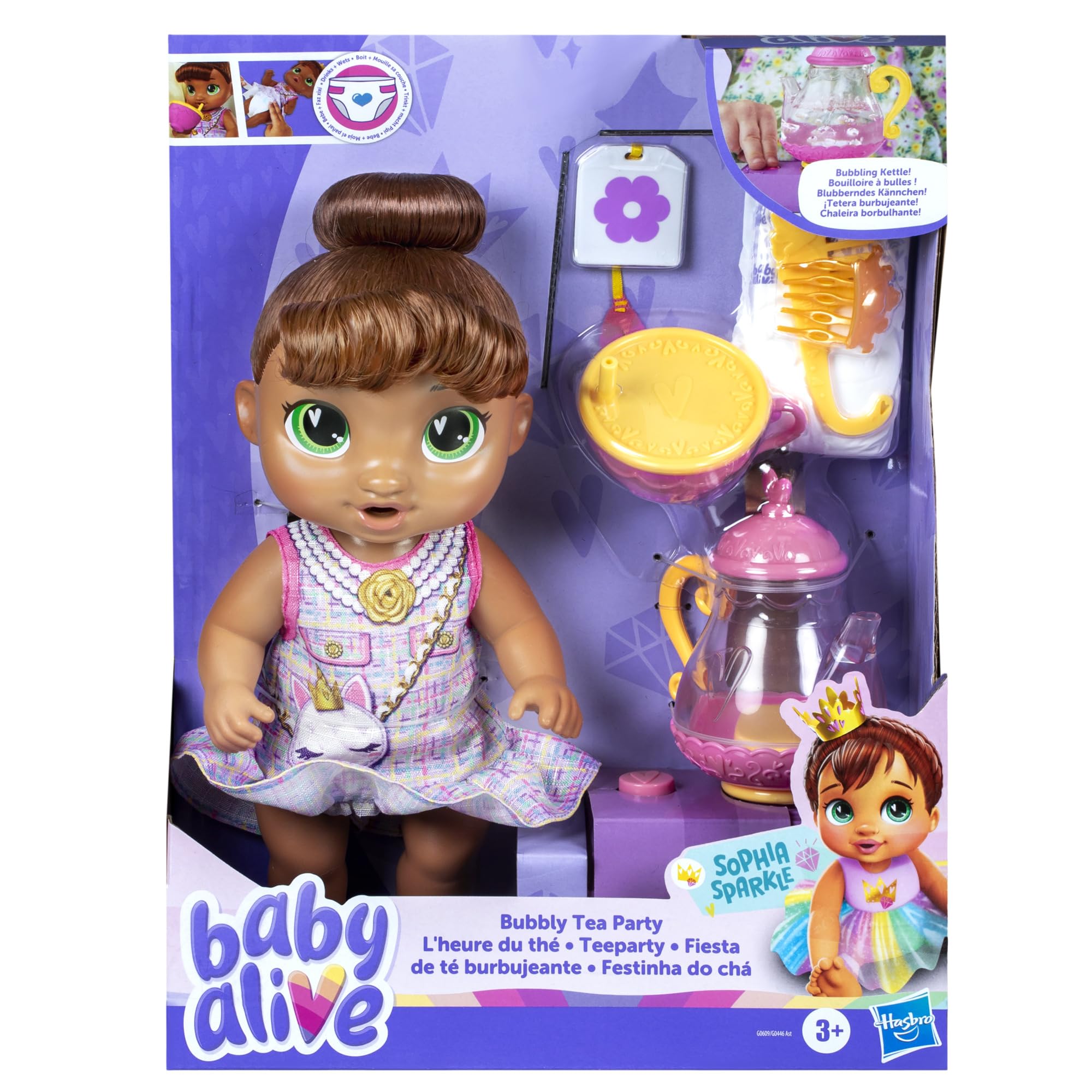 Foto 3 pulgar | Doll Baby Alive Bubbly Tea Party Sophia Sparkle 28 Cm Con Acc - Venta Internacional.
