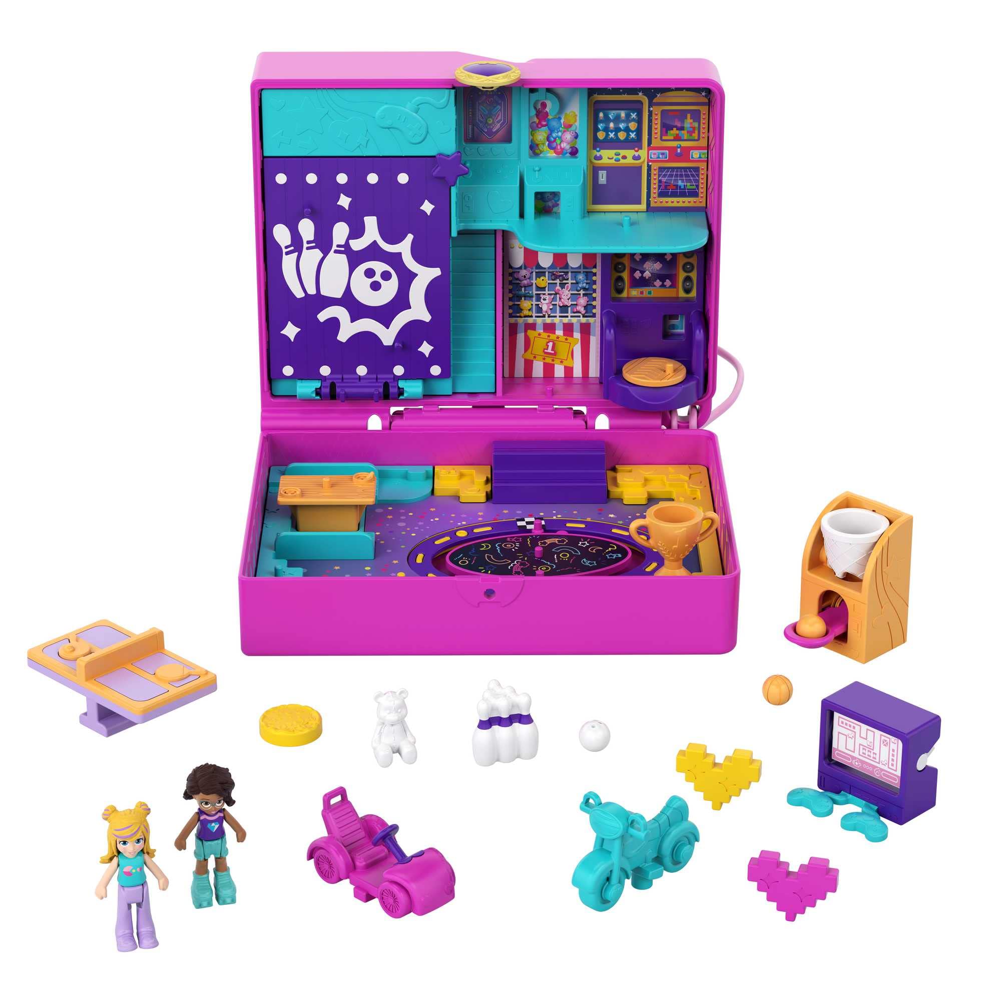 Set De Juego Compacto Polly Pocket Race & Rock Arcade Con 2 Muñecas - Venta Internacional.
