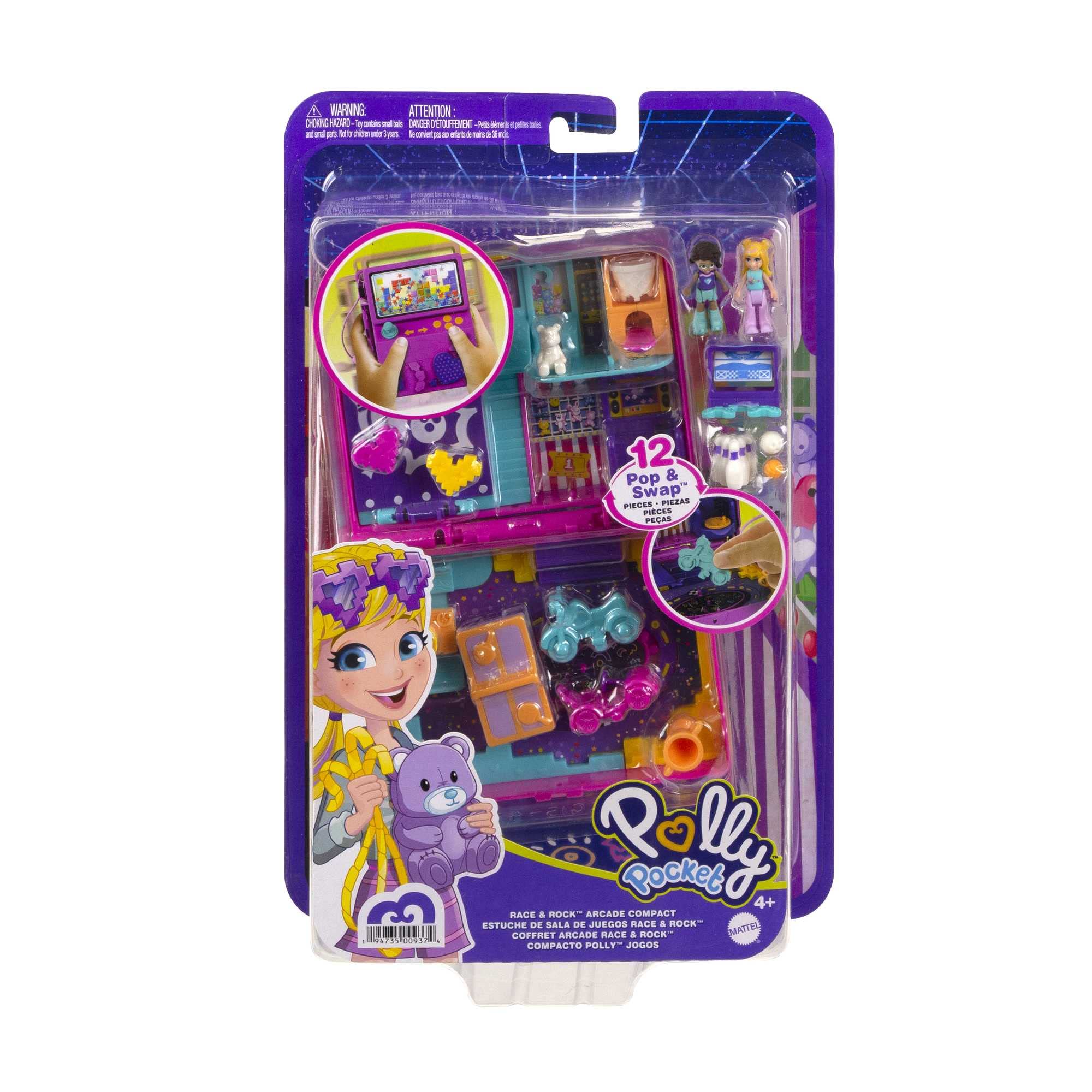 Foto 7 pulgar | Set De Juego Compacto Polly Pocket Race & Rock Arcade Con 2 Muñecas - Venta Internacional.