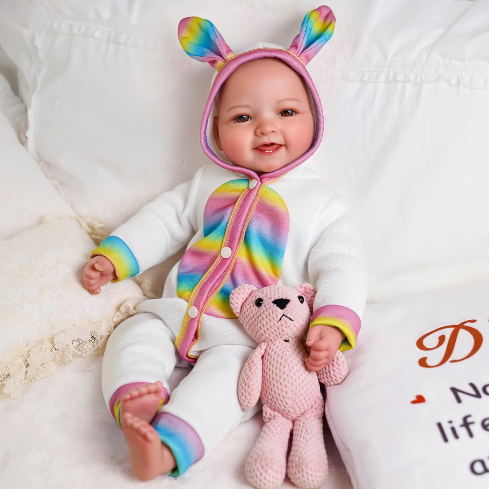 Muñeca Jizhi, De Cuerpo Suave, Realista, 43 Cm, Con Ropa De Conejo - Venta Internacional.