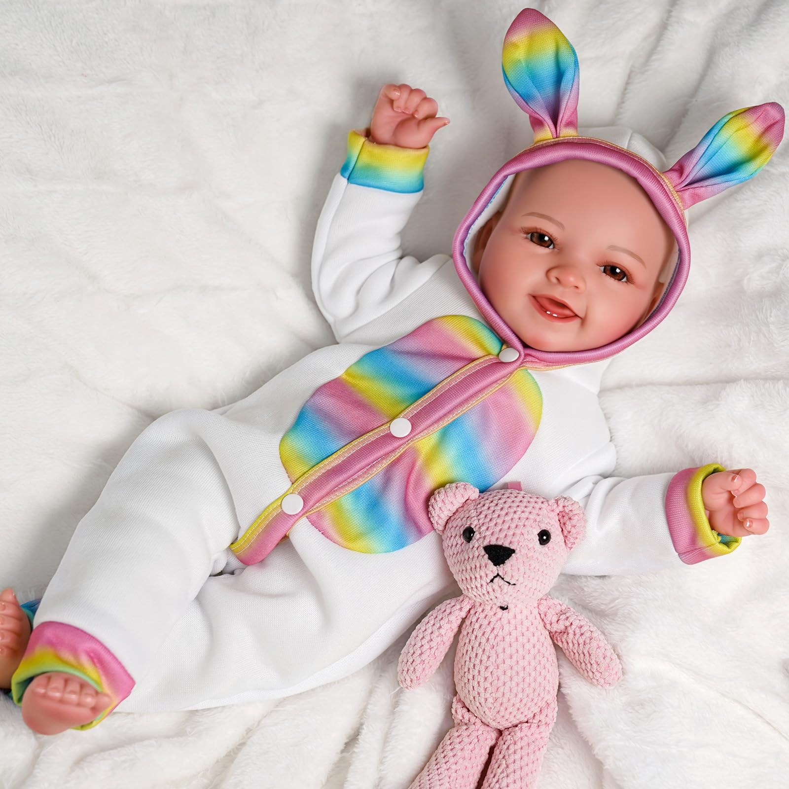 Foto 4 pulgar | Muñeca Jizhi, De Cuerpo Suave, Realista, 43 Cm, Con Ropa De Conejo - Venta Internacional.