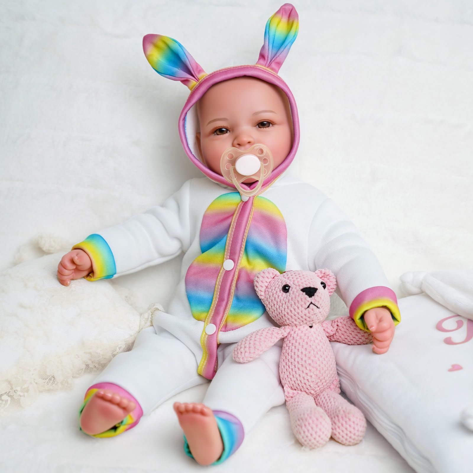 Foto 5 pulgar | Muñeca Jizhi, De Cuerpo Suave, Realista, 43 Cm, Con Ropa De Conejo - Venta Internacional.