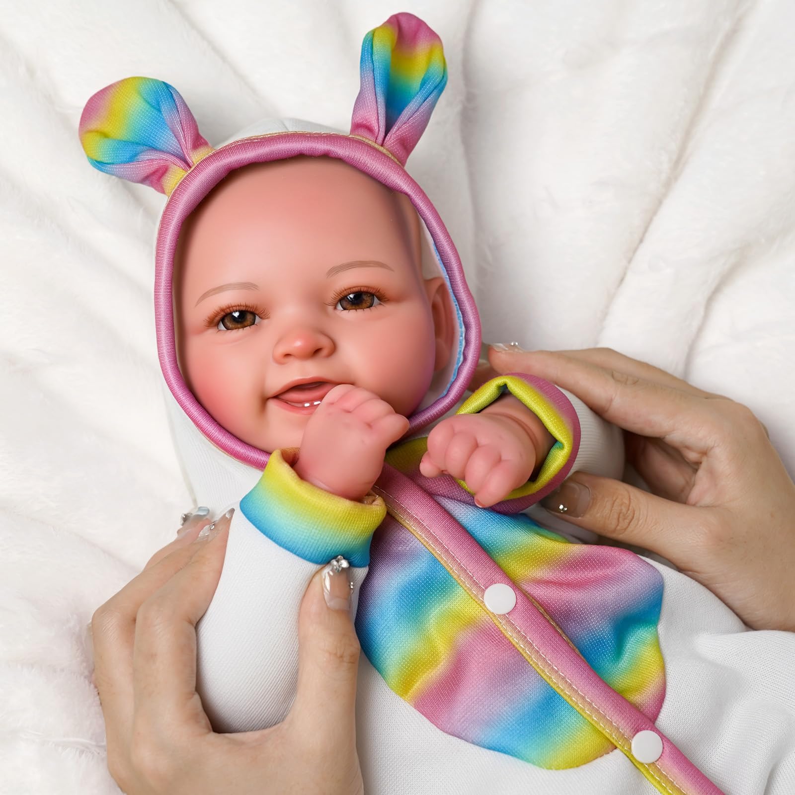 Foto 6 pulgar | Muñeca Jizhi, De Cuerpo Suave, Realista, 43 Cm, Con Ropa De Conejo - Venta Internacional.