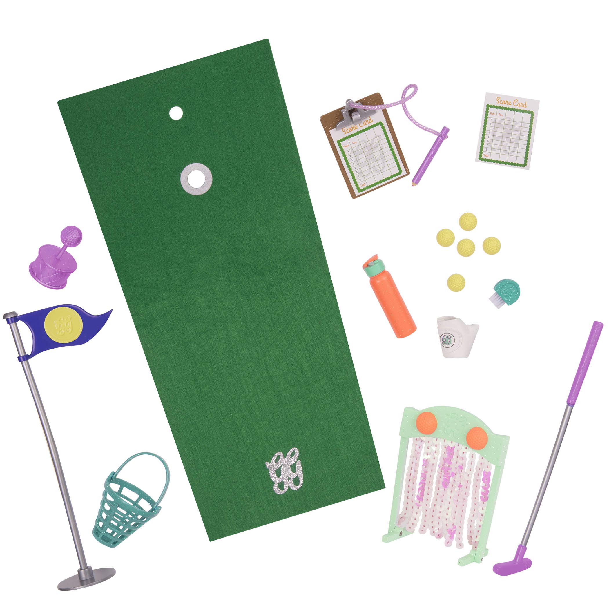 Set De Minigolf Con Purpurina Para Niñas Con Puntajes Que Brillan Para Muñecas De 36,8 Cm - Venta Internacional.
