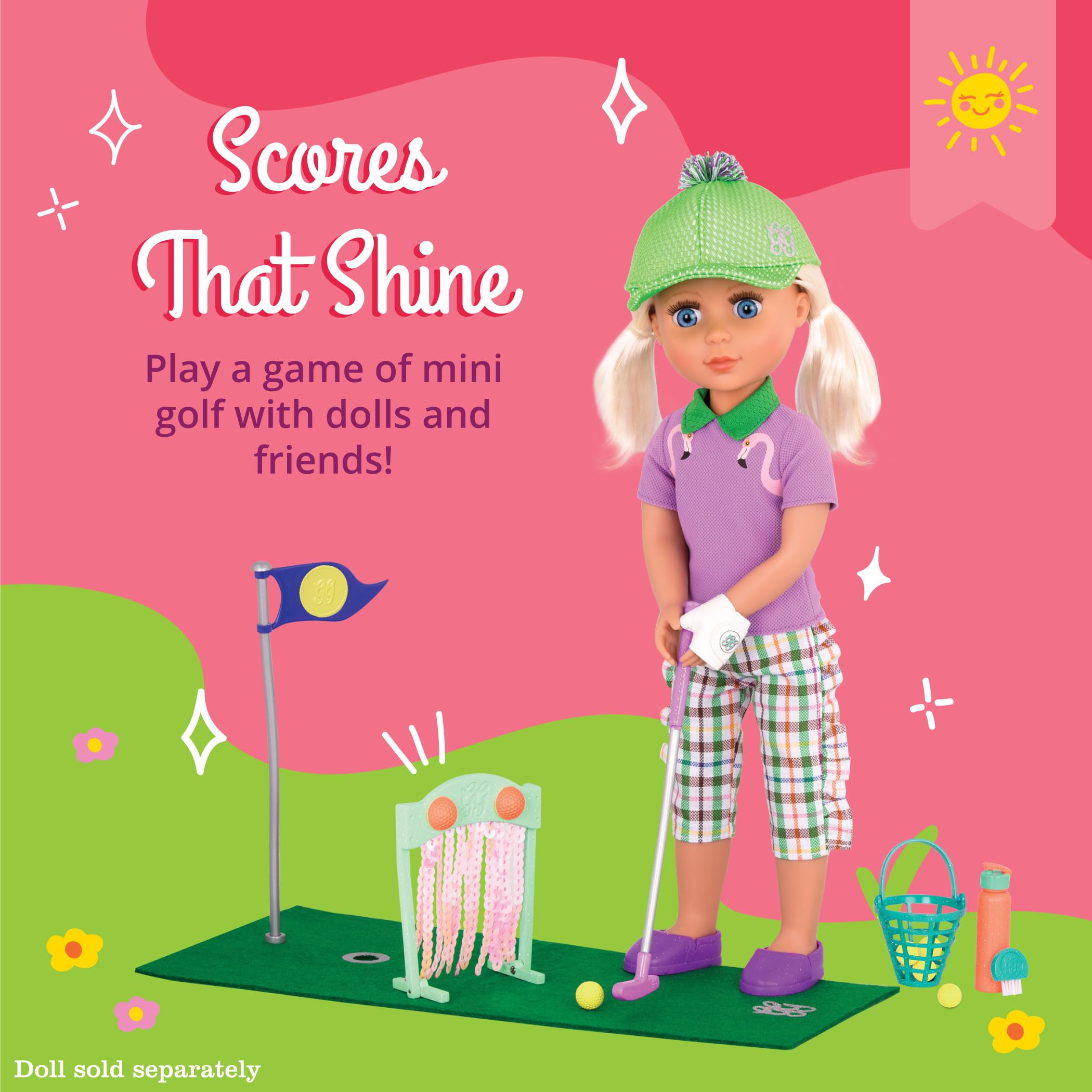 Foto 3 pulgar | Set De Minigolf Con Purpurina Para Niñas Con Puntajes Que Brillan Para Muñecas De 36,8 Cm - Venta Internacional.