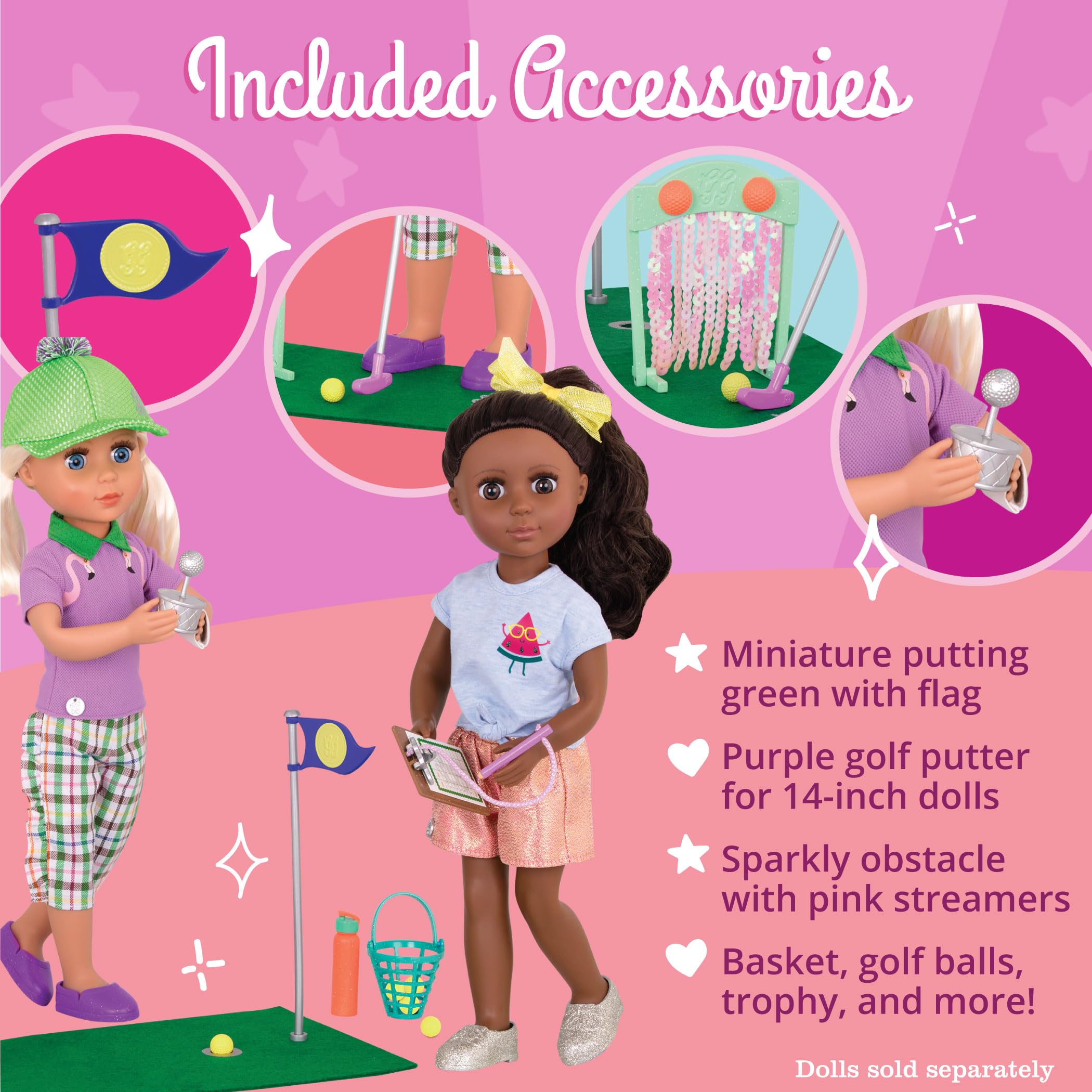 Foto 3 | Set De Minigolf Con Purpurina Para Niñas Con Puntajes Que Brillan Para Muñecas De 36,8 Cm - Venta Internacional.