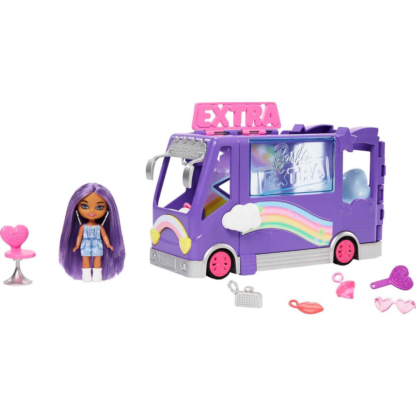 Vehículo Playset Barbie Extra Mini Minis Para Muñecas Y Juguete Con Autobús Turístico - Venta Internacional.