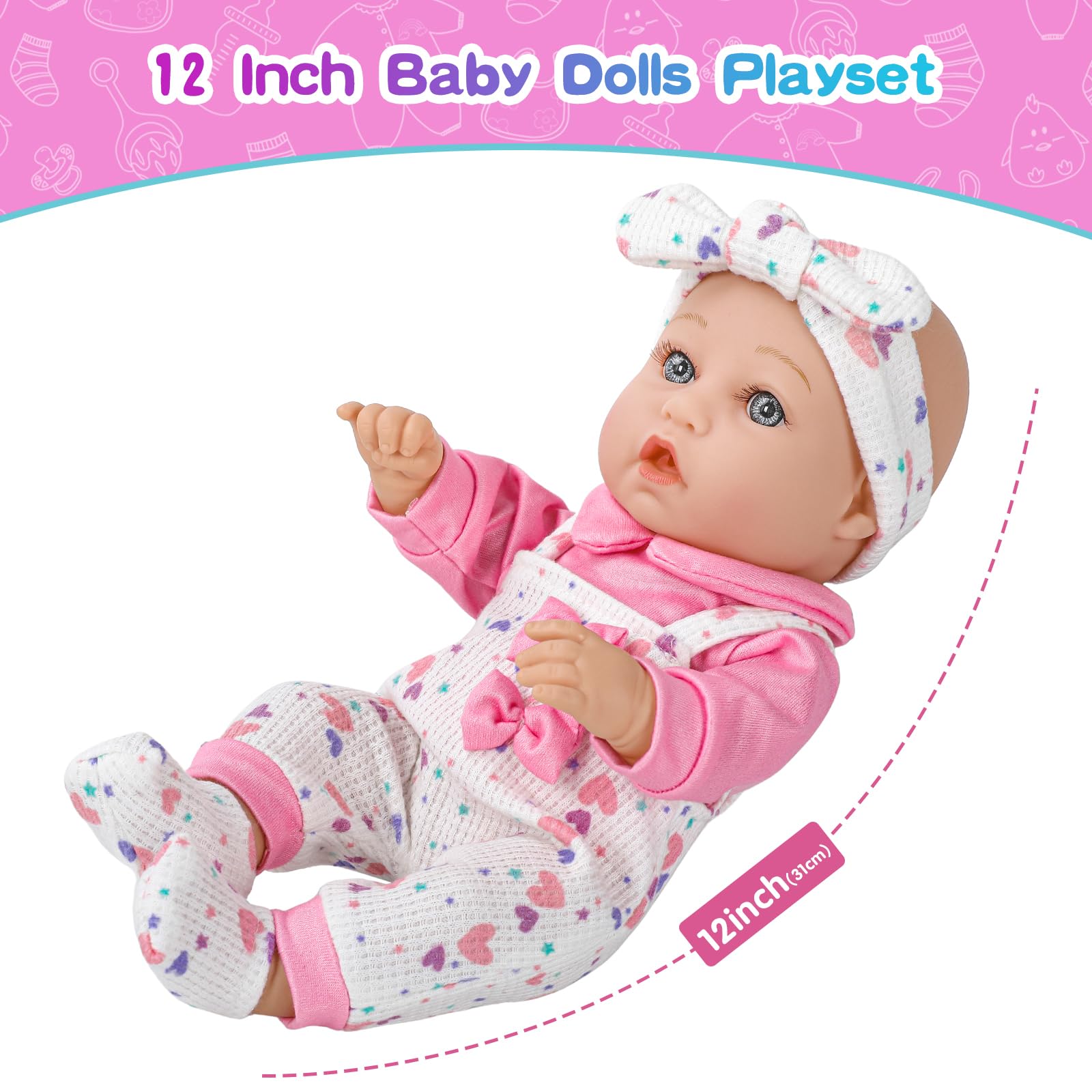 Foto 4 pulgar | Baby Doll Xfeyue De 12 Pulgadas Con Ropa, Chupete Y Biberón - Venta Internacional.