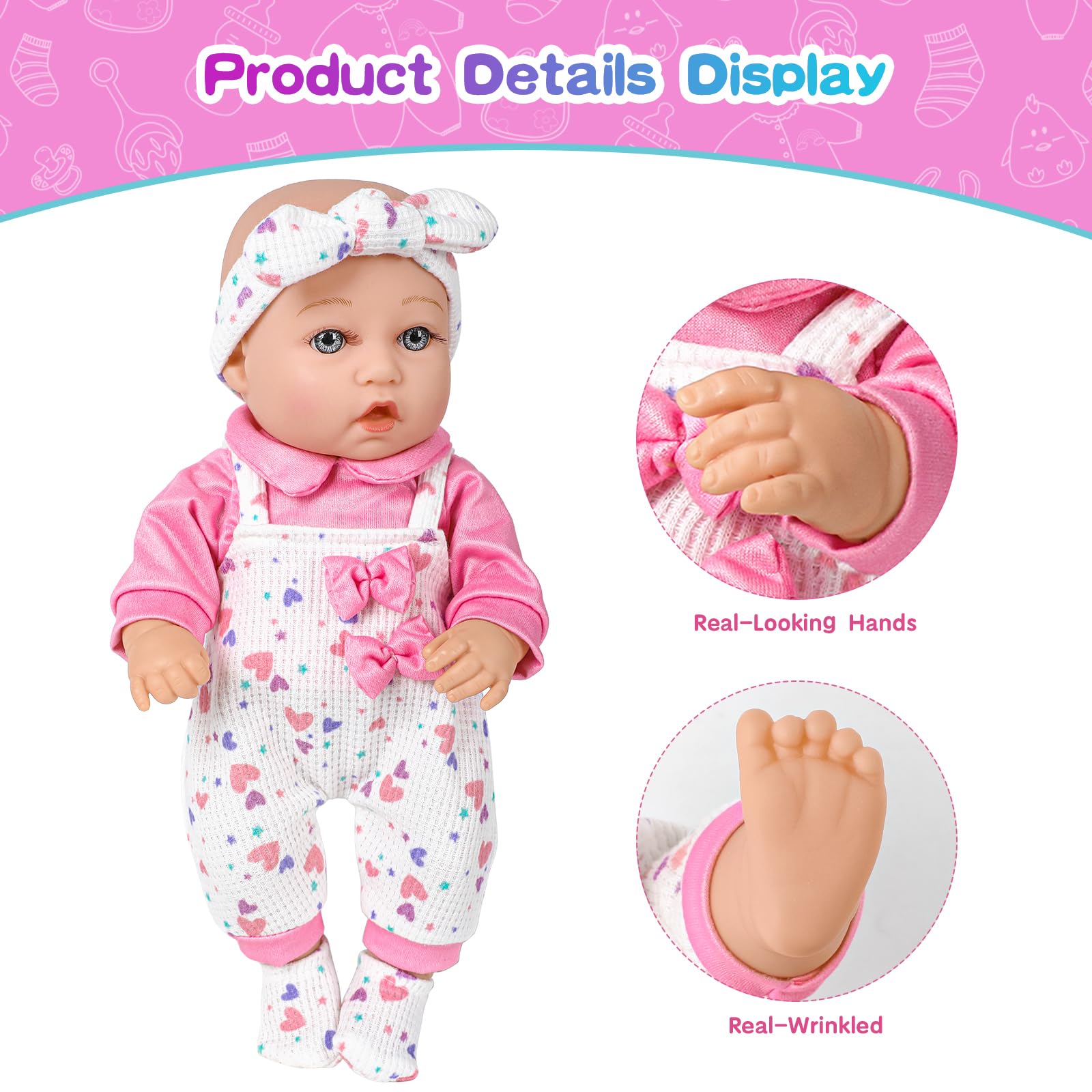 Foto 6 pulgar | Baby Doll Xfeyue De 12 Pulgadas Con Ropa, Chupete Y Biberón - Venta Internacional.