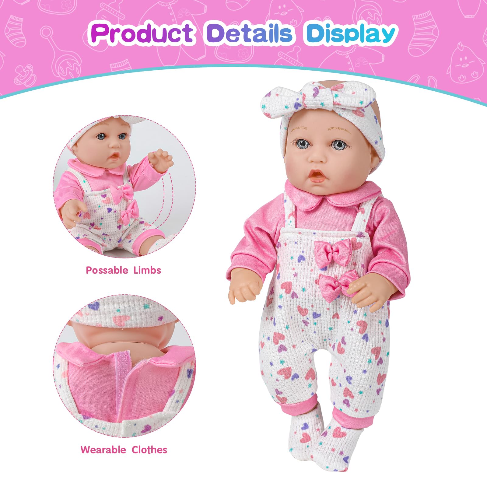 Foto 7 pulgar | Baby Doll Xfeyue De 12 Pulgadas Con Ropa, Chupete Y Biberón - Venta Internacional.