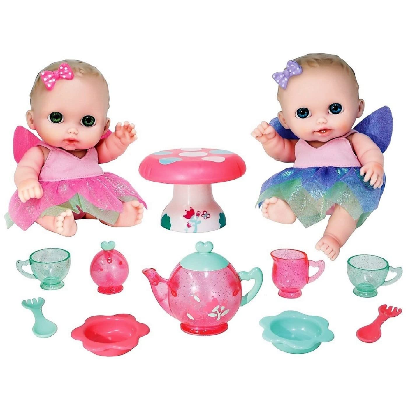Juego De Té Dolls Jc Toys Lil Cutesies Twin 8.5, Todo De Vinilo Con Diseño De Hadas - Venta Internacional.