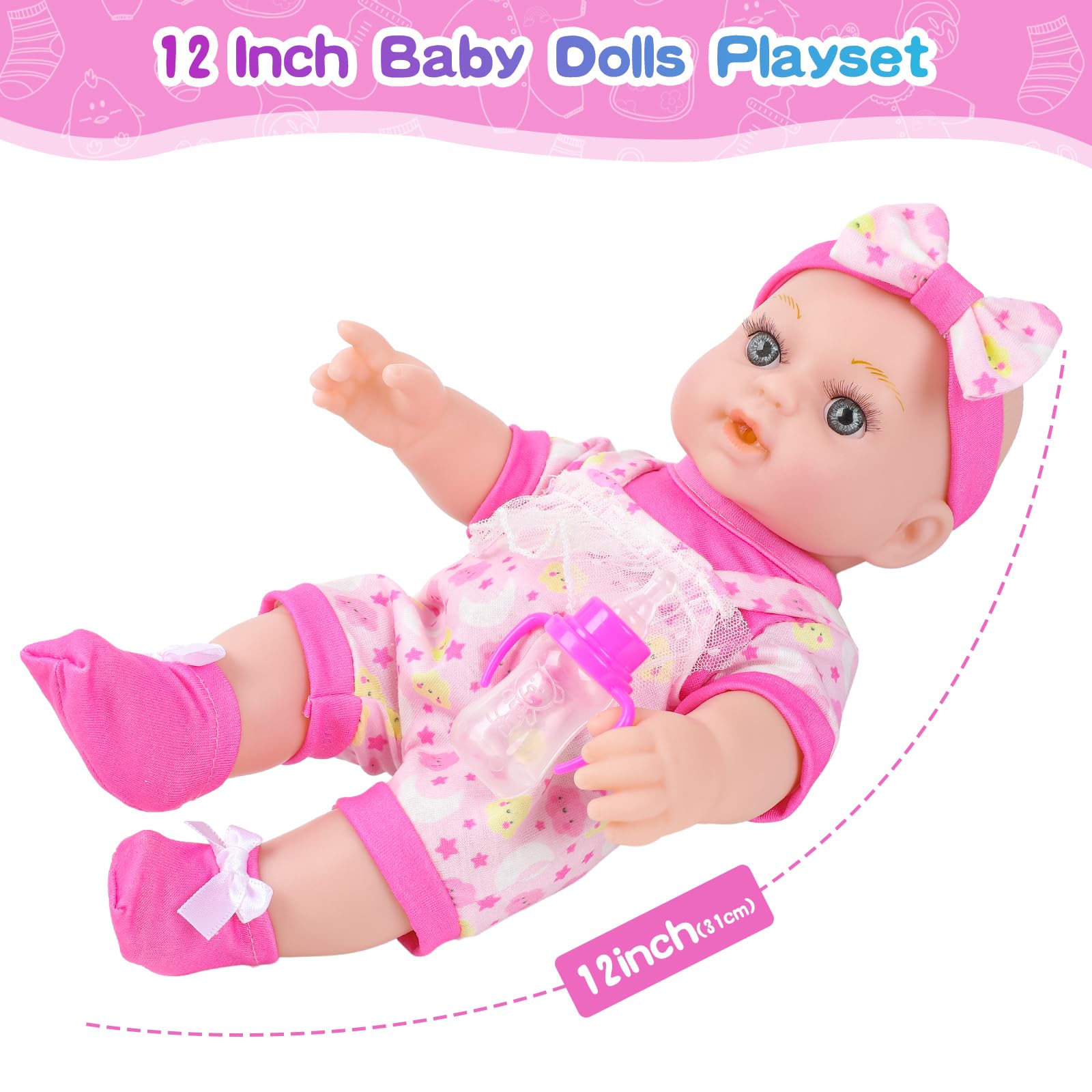 Foto 4 pulgar | Set De Juego Baby Doll Xfeyue De 30 Cm Con Mochila Y Accesorios - Venta Internacional.