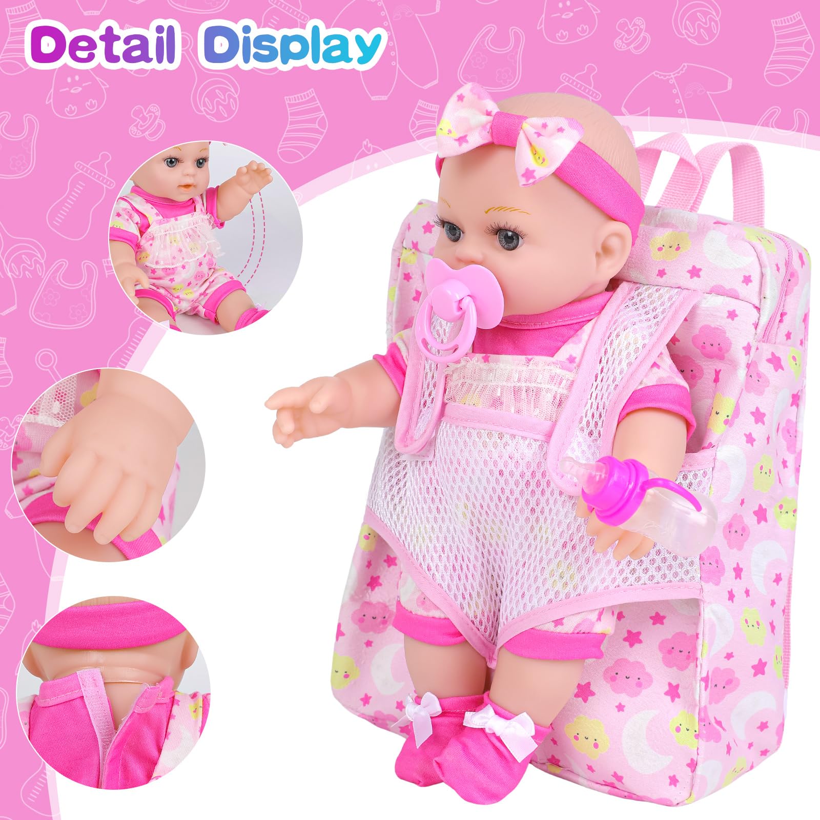Foto 5 pulgar | Set De Juego Baby Doll Xfeyue De 30 Cm Con Mochila Y Accesorios - Venta Internacional.