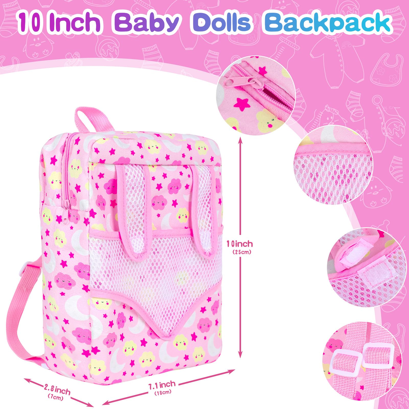Foto 6 pulgar | Set De Juego Baby Doll Xfeyue De 30 Cm Con Mochila Y Accesorios - Venta Internacional.