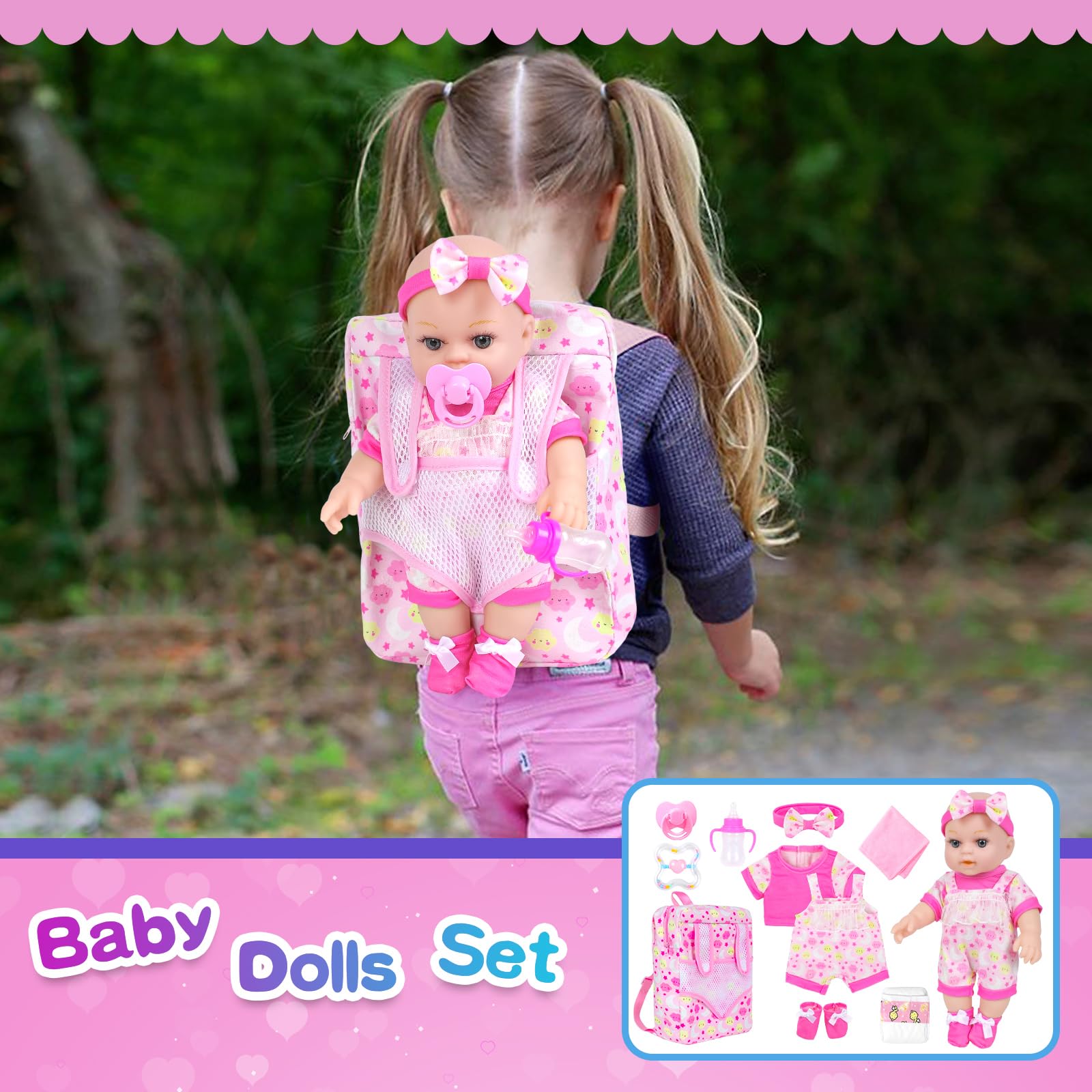 Foto 8 pulgar | Set De Juego Baby Doll Xfeyue De 30 Cm Con Mochila Y Accesorios - Venta Internacional.